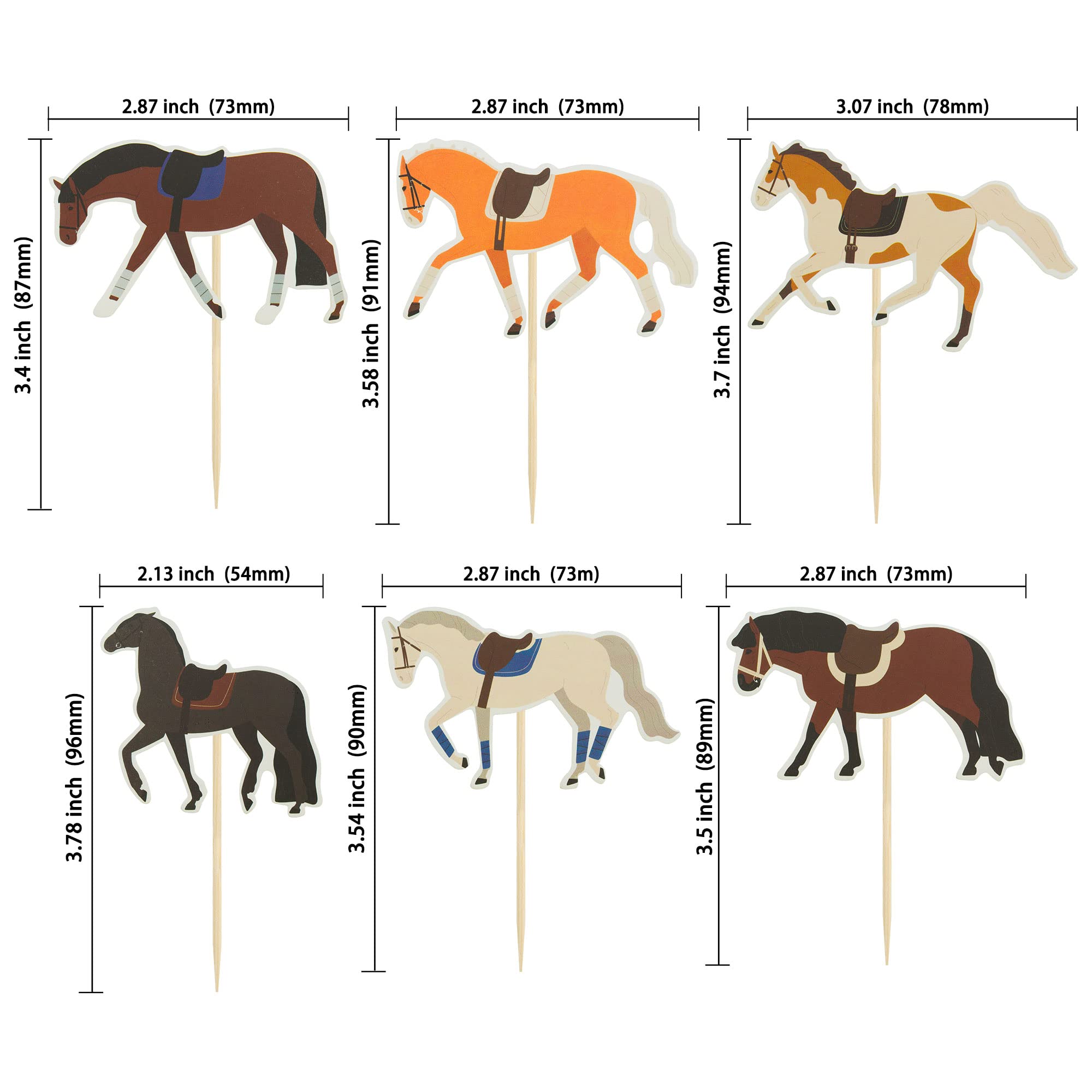 Premium 36-Piece Horse Cupcake Toppers Set - 300g Glitter Card Stock with Food-Grade Toothpicks | Perfect for Horse Racing Parties, Baby Showers, Weddings & Birthday Celebrations | Ideal for Equestrian-Themed Desserts & Special Occasion Decorations