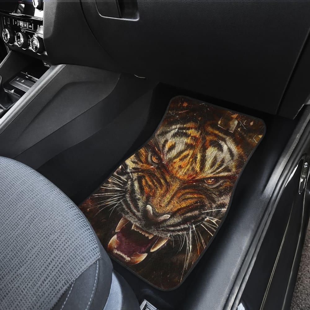 Angry Tiger Roar Car Floor Mats - Premium All-Weather Custom Fit Auto Floor Liners for SUVs, Trucks & Sedans | Durable, Non-Slip Protection for Mud, Snow & Spills