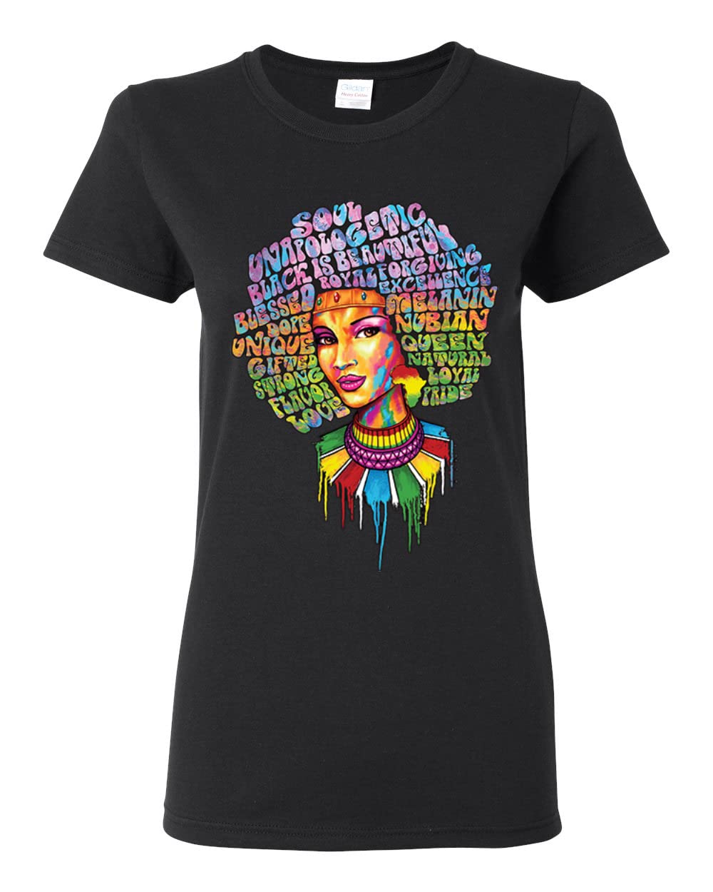 Wild Bobby Words of Character Strong Black Woman Ethnic Graphic T-Shirt for Women - Empowering Casual Wear for Everyday Inspiration