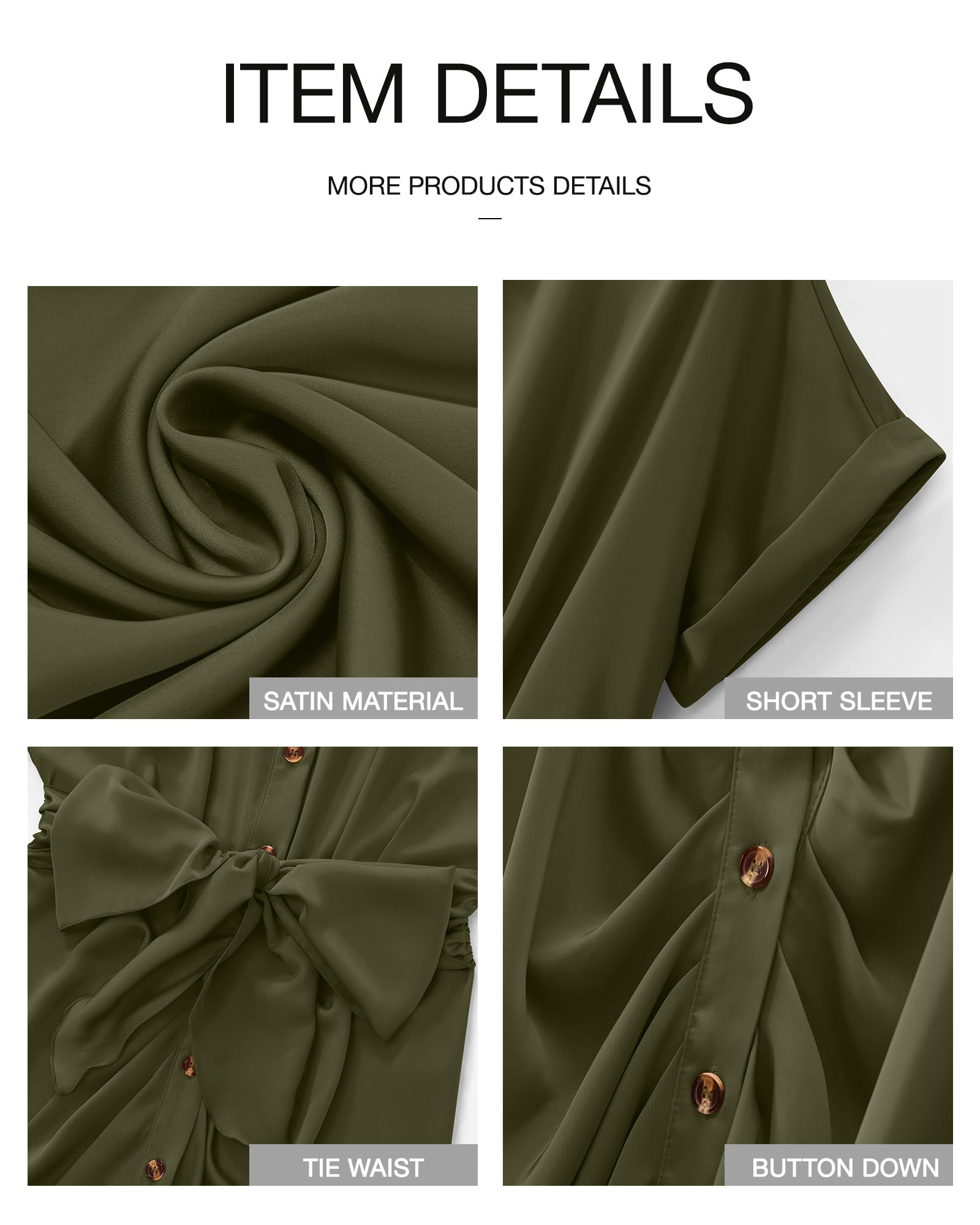 BTFBM Women's 2025 Elegant Ruched Button Down Shirt Dress - Short Sleeve Lapel V-Neck Satin Maxi Dress for Spring Summer | Perfect for Parties, Weddings & Special Occasions