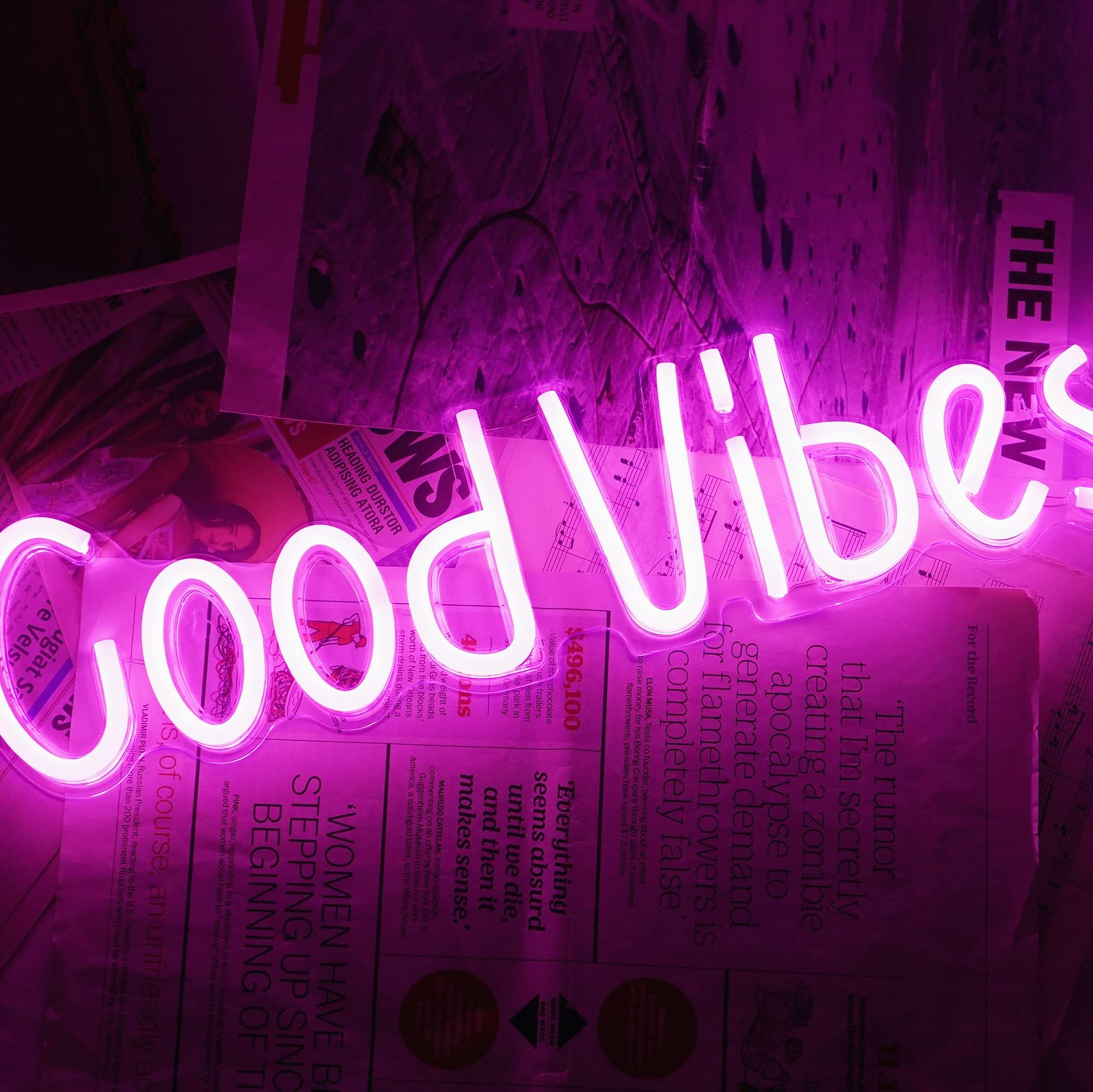 Custom DIY LED Neon Signs - Good Vibes Art Lights for Room, Bedroom, Bar, Pub, Hotel & Party Decor (19.6×4.9 Inch) - Perfect Wall Art for Restaurants, Weddings & Home Decoration