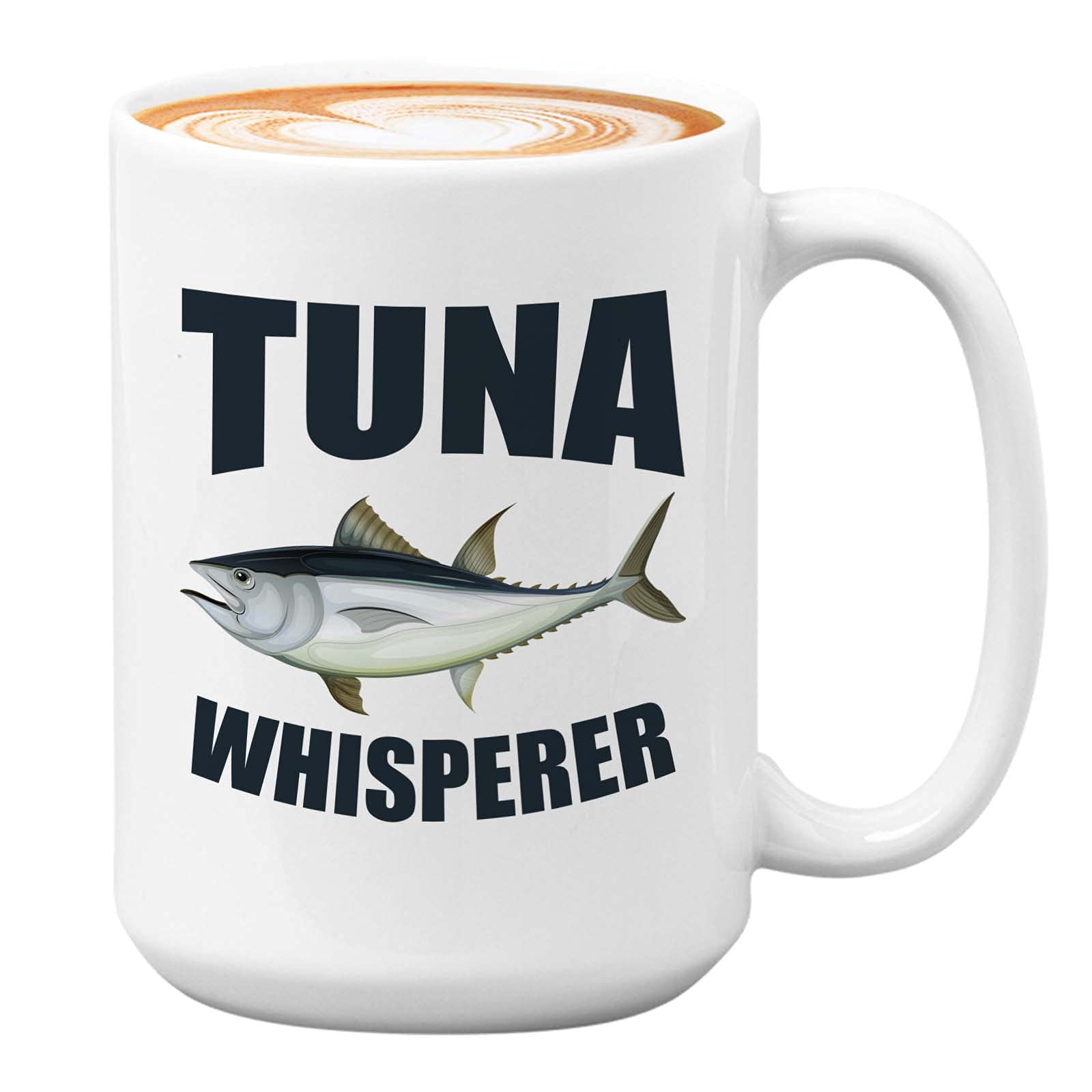 Bubble Hugs Fisherman Coffee Mug 15oz White - Funny Tuna Whisperer Gift for Anglers - Perfect for Fishing Enthusiasts, Camping Trips & Outdoor Adventures