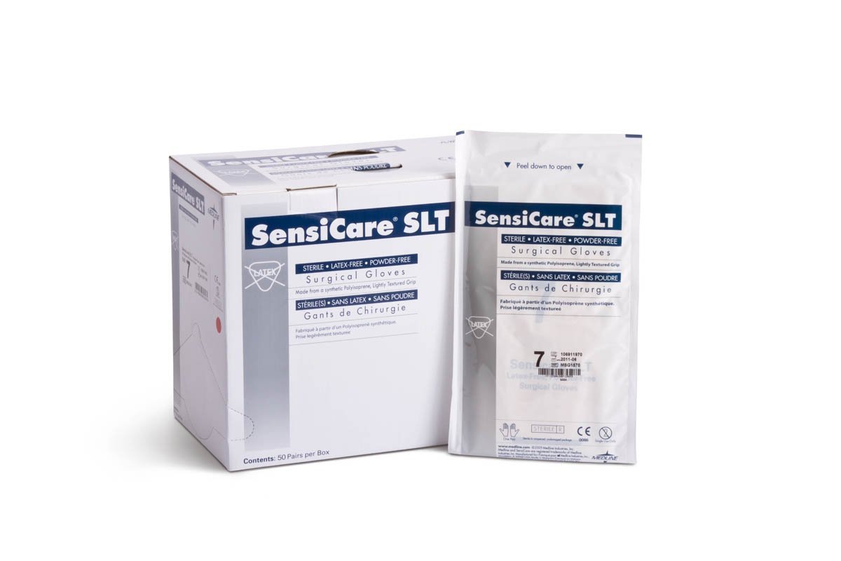 Medline MSG1565 SensiCare SLT Sterile Powder-Free Latex-Free Surgical Gloves, Size 6.5, Box of 200 - Ideal for Medical Procedures, Dental Work & Laboratory Use