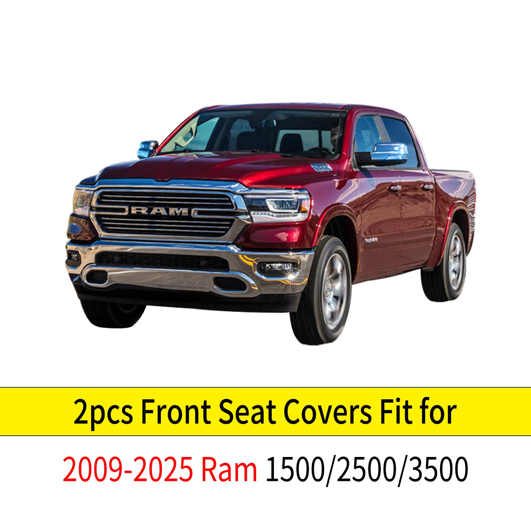YIERTAI Custom Fit Car Seat Covers for Dodge Ram 1500/2500/3500 (2009-2025) - Waterproof Leather Seat Protectors for Mega Cab, Limited, Longhorn, Laramie & Tradesman Models | Perfect for Off-Roading, Daily Commuting & Truck Protection