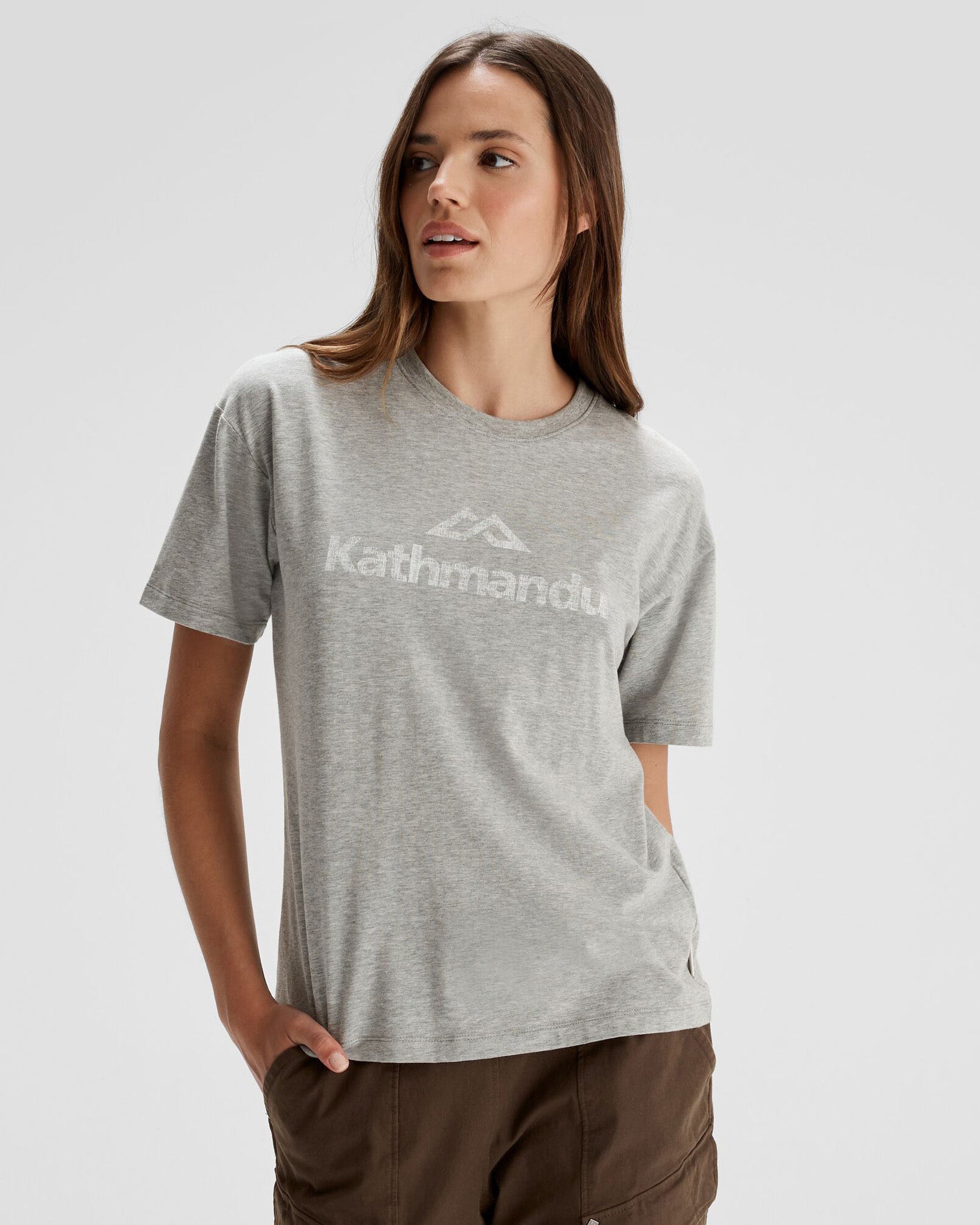 Women's Logo Organic Cotton T-Shirt - Light Grey Marle | Eco-Friendly Casual Wear for Everyday Comfort