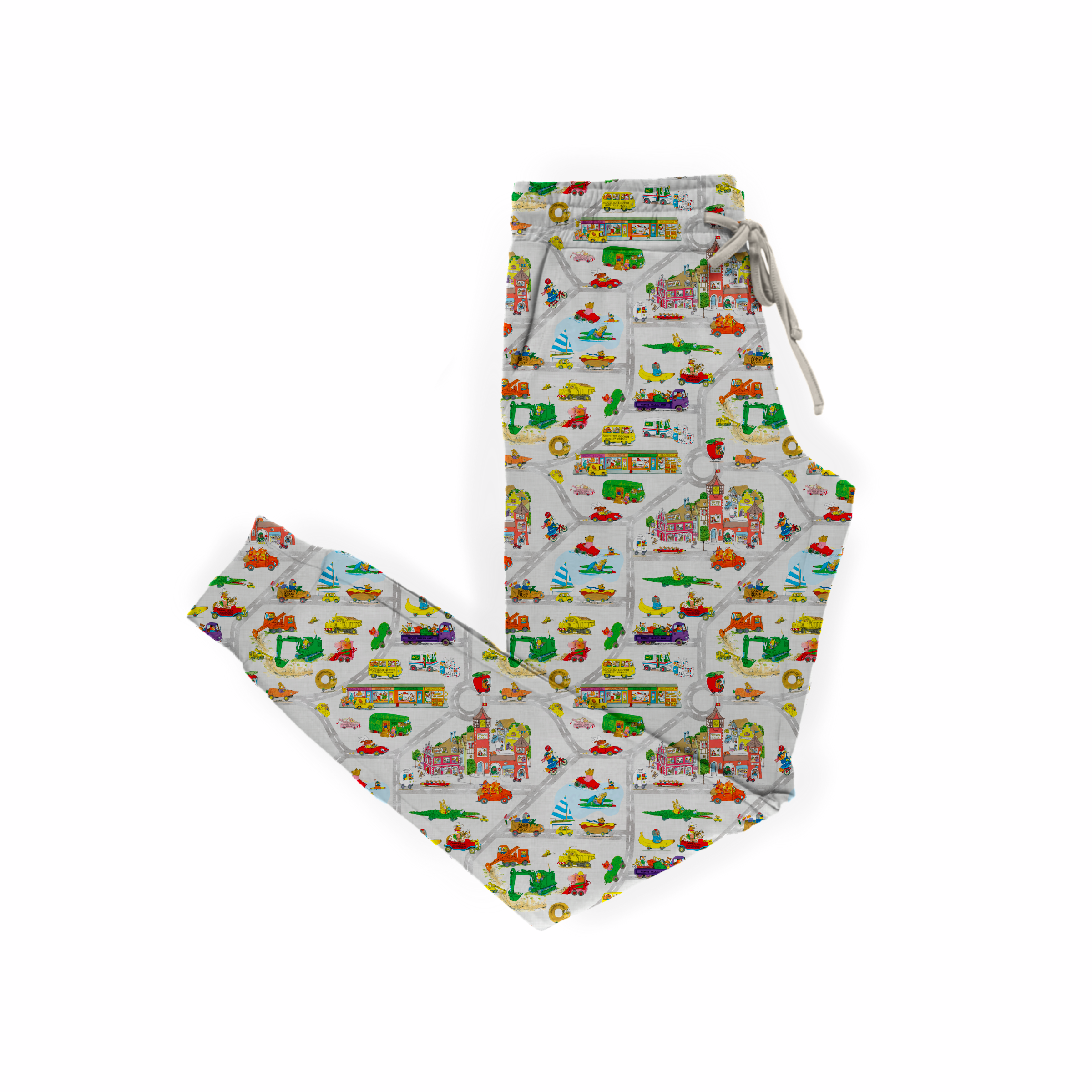 Richard Scarry's Busyworld™ Busytown Map Straight Leg Pajama Pants for Kids - Soft Cotton Sleepwear for Boys & Girls - Fun Cartoon Print Lounge Pants for Bedtime & Playtime