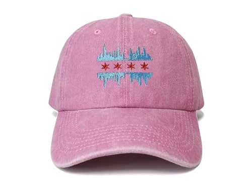 Chicago Illinois Skyline Flag (Washed Pink)