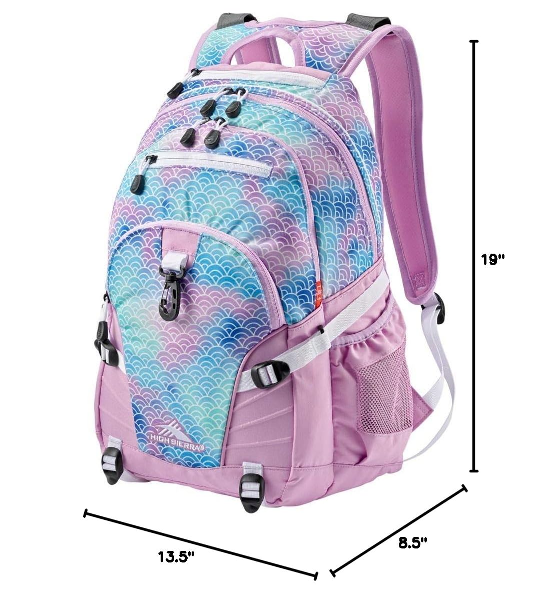 High Sierra Loop Backpack - Durable Travel & Work Laptop Backpack with Tablet Sleeve, One Size, Rainbow Scales Design - Perfect for School, Hiking, Commuting & Business Trips