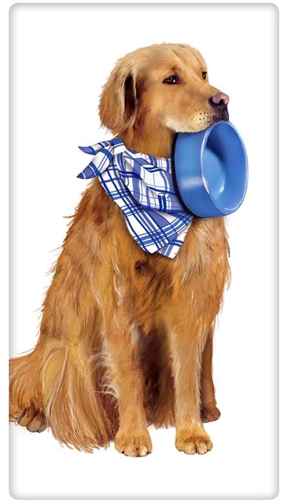 Golden Retriever Dog Dish Towel - 30x30 Cotton Kitchen Towel for Pet Lovers