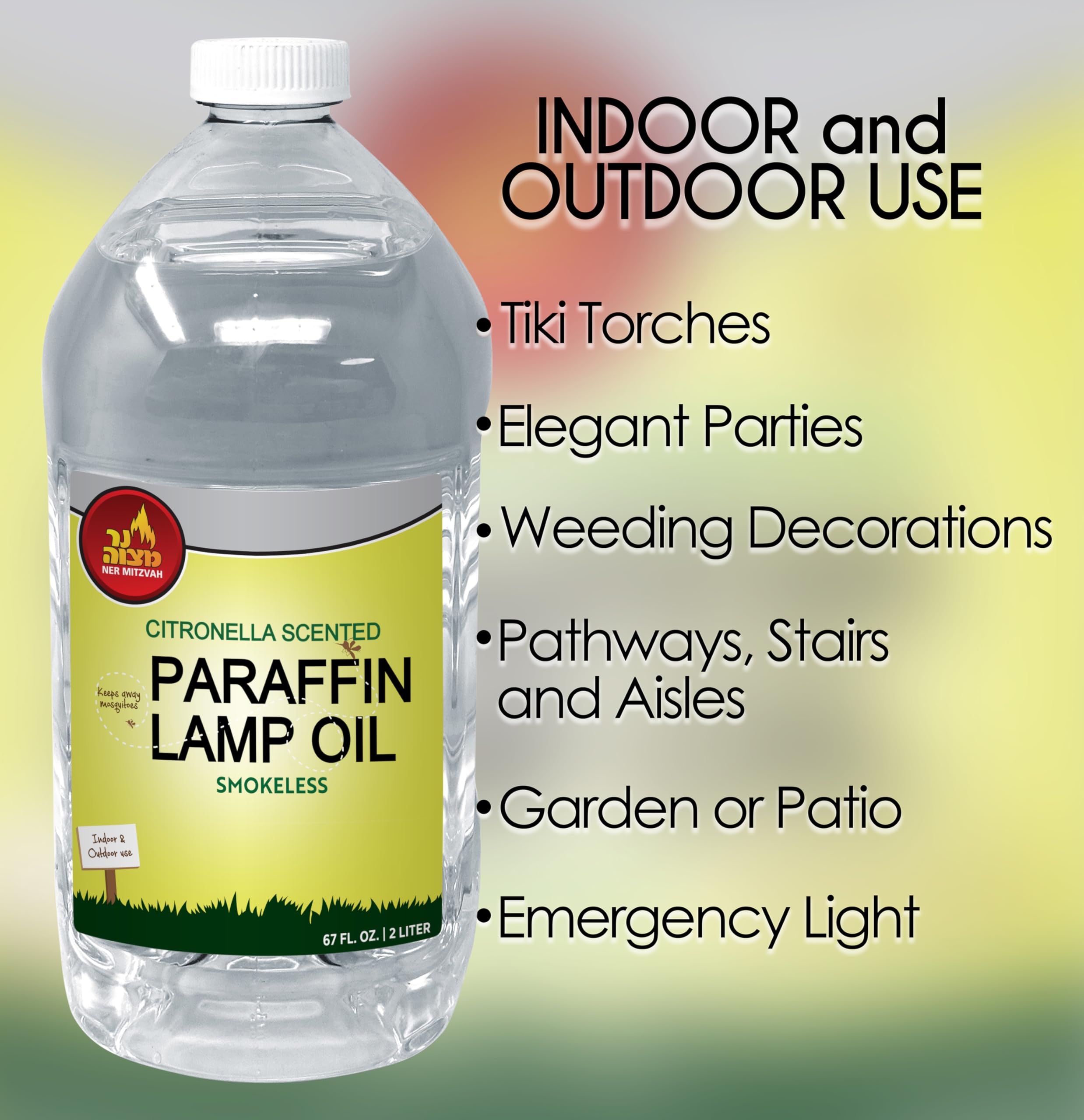 **Citronella Scented Lamp Oil - 2 Liter Smokeless & Odorless Mosquito Repellent for Indoor & Outdoor Use - Perfect for Torches, Oil Candles, and Patio Lighting**    *(Ideal for Backyard Parties, Camping, and Evening Gatherings to Keep Mosquitoes Away Naturally)*