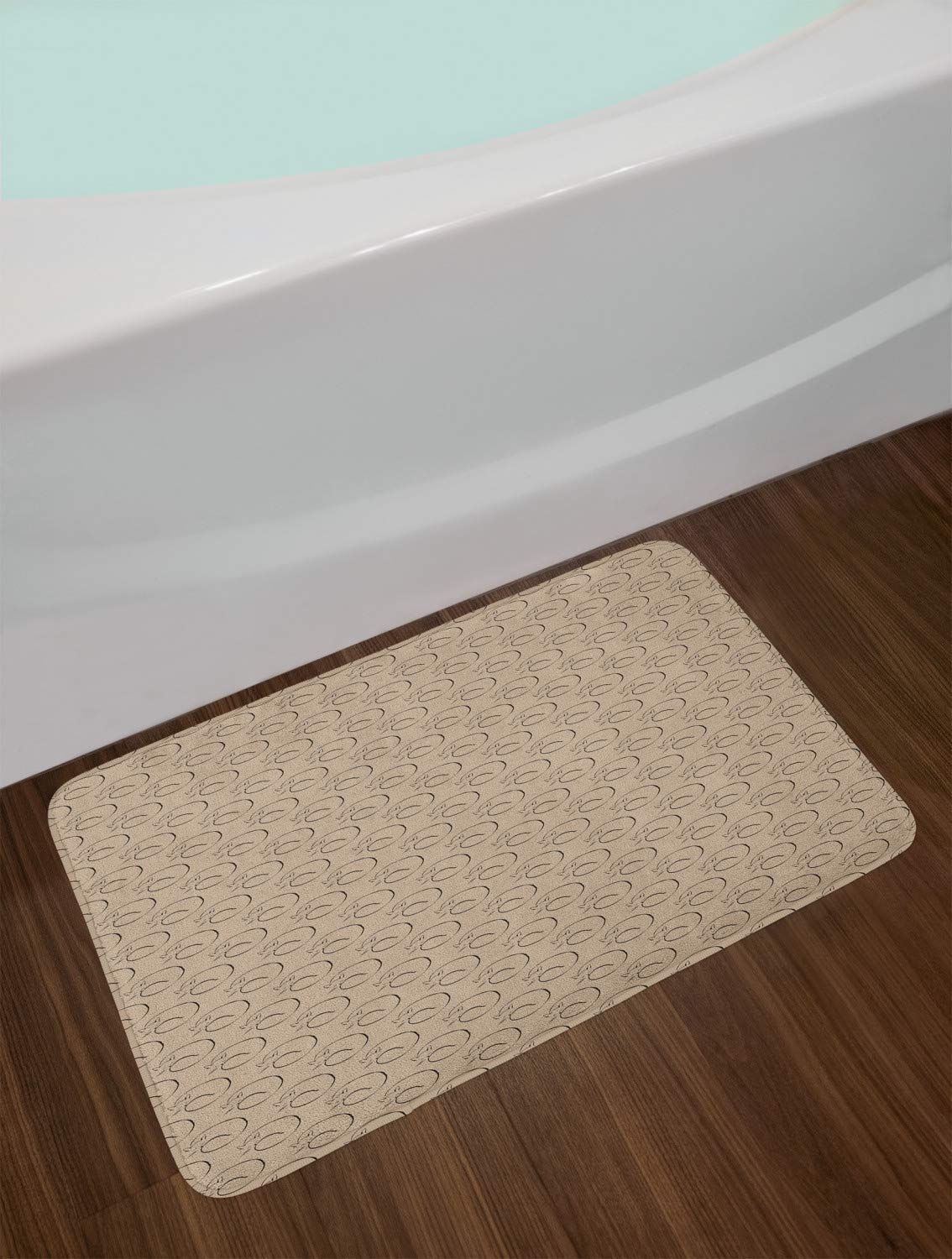 Ambesonne Non-Slip Plush Bath Mat with Hand-Drawn Kitten Design - 30.2