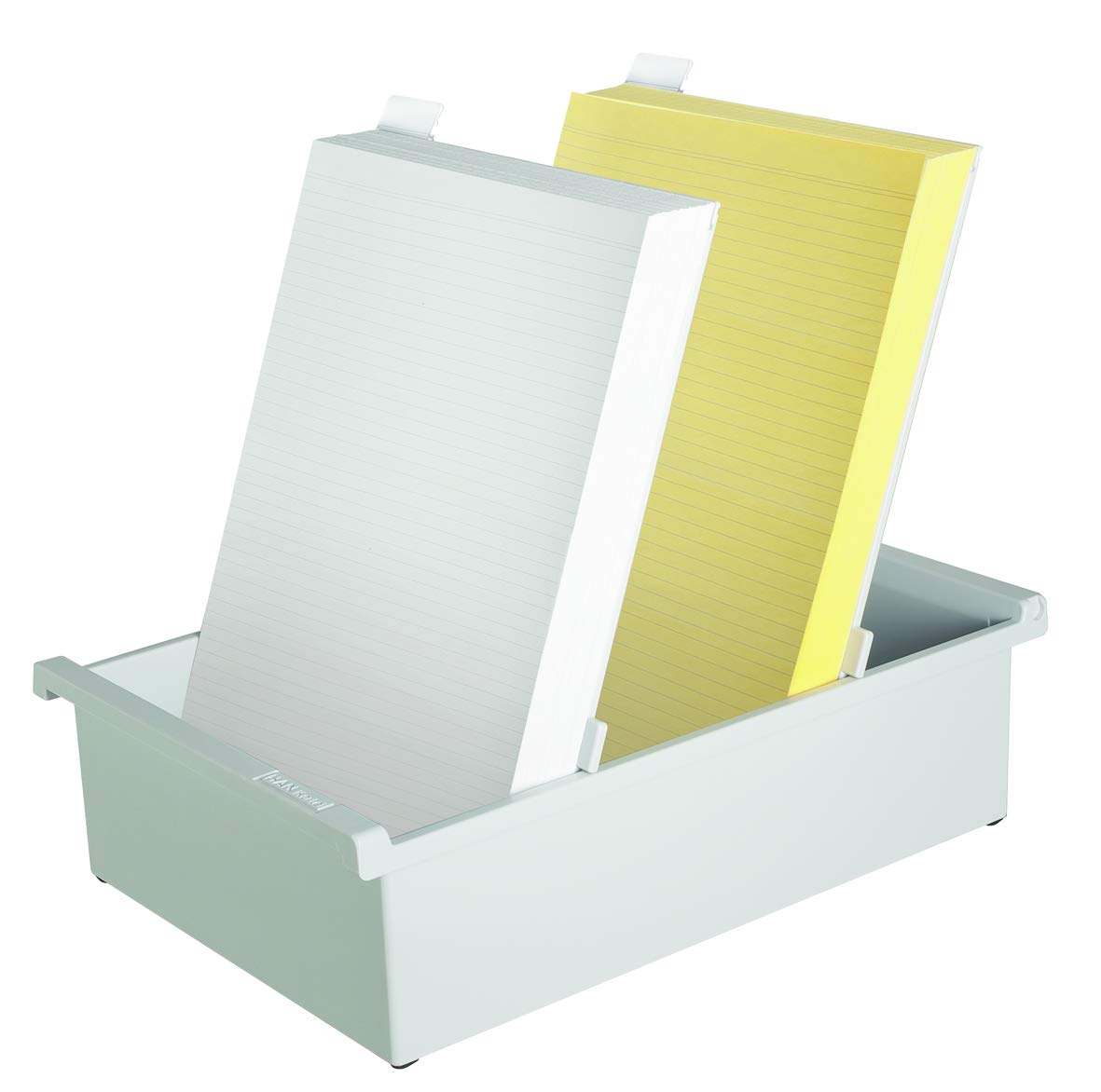 A4 Portrait Card Index Tray - Holds 1300 Cards with 2 Support Plates & Clear File Clips, Light Grey - Innovative Office Organizer for Files, Documents & Index Cards | Perfect for Home, Office & School Organization