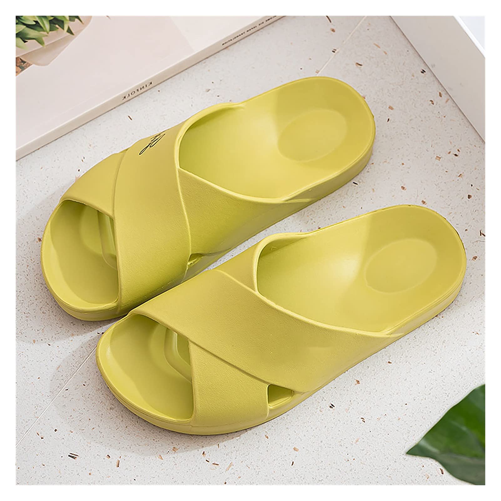 Comfortable Non-Slip Flip Flop Sandals for Men & Women - Soft Thick-Soled Indoor Bathroom Slippers - Home Spa & Poolside Relaxation (Green, Size EUR35-36)