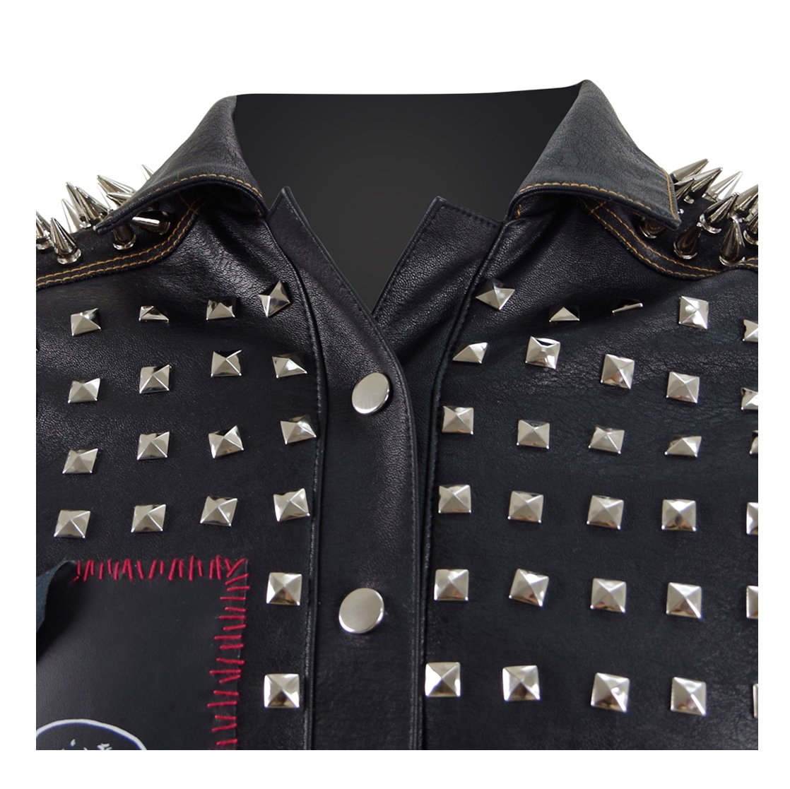 Men's Punk Rivets Studded Biker Vest with Wrench Mask - Hot Game Cosplay Costume for Halloween, Motorcycle Riders & Steampunk Parties
