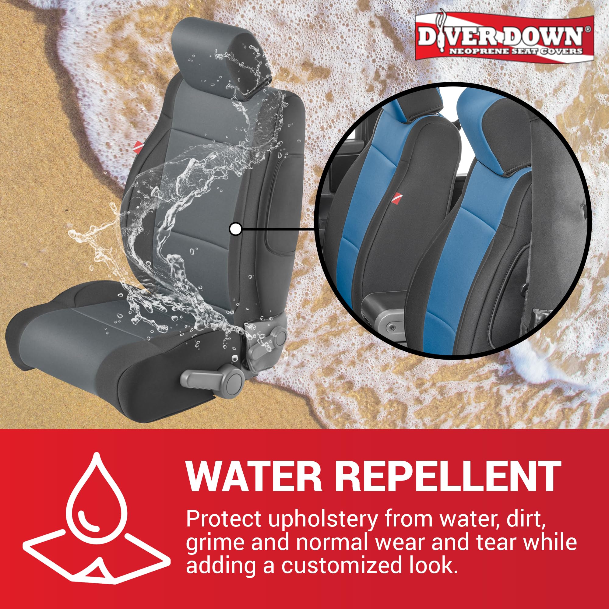 **Diver Down Neoprene Seat Cover Set for Jeep Wrangler JK 2007-2018 - Waterproof, Custom Fit Front & Back Seat Covers - Soft Padded, Thermal Resistant Cushion (Gray, 4DR, 07) - Perfect for Off-Roading, Camping & Outdoor Adventures**