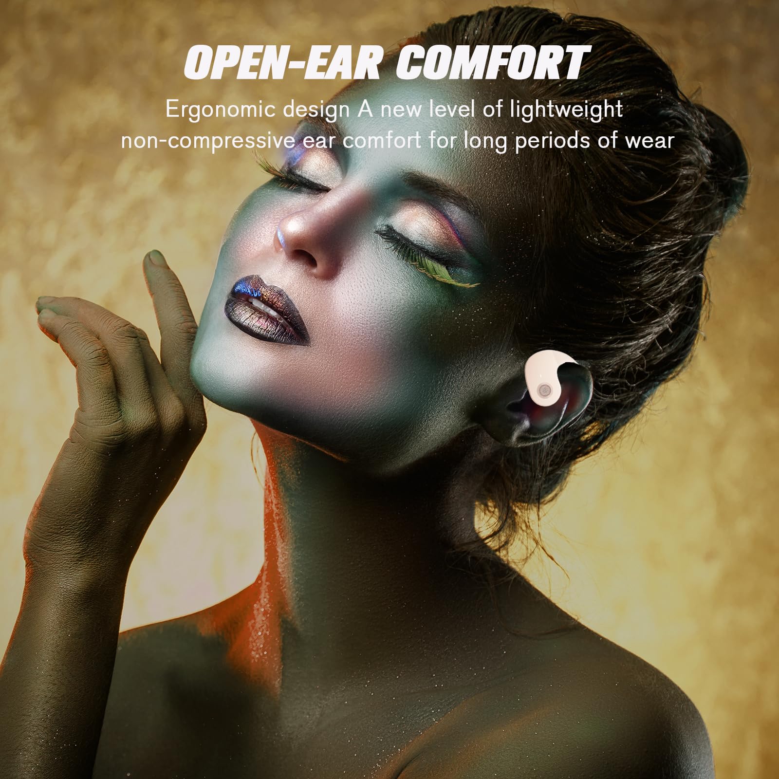 Open Ear Wireless Bluetooth Headphones - Bone Conduction Earbuds with Air Conduction Technology, Comfortable Over-Ear Hanging Design (Skin Tone) | Perfect for Running, Cycling, Workouts & Outdoor Activities