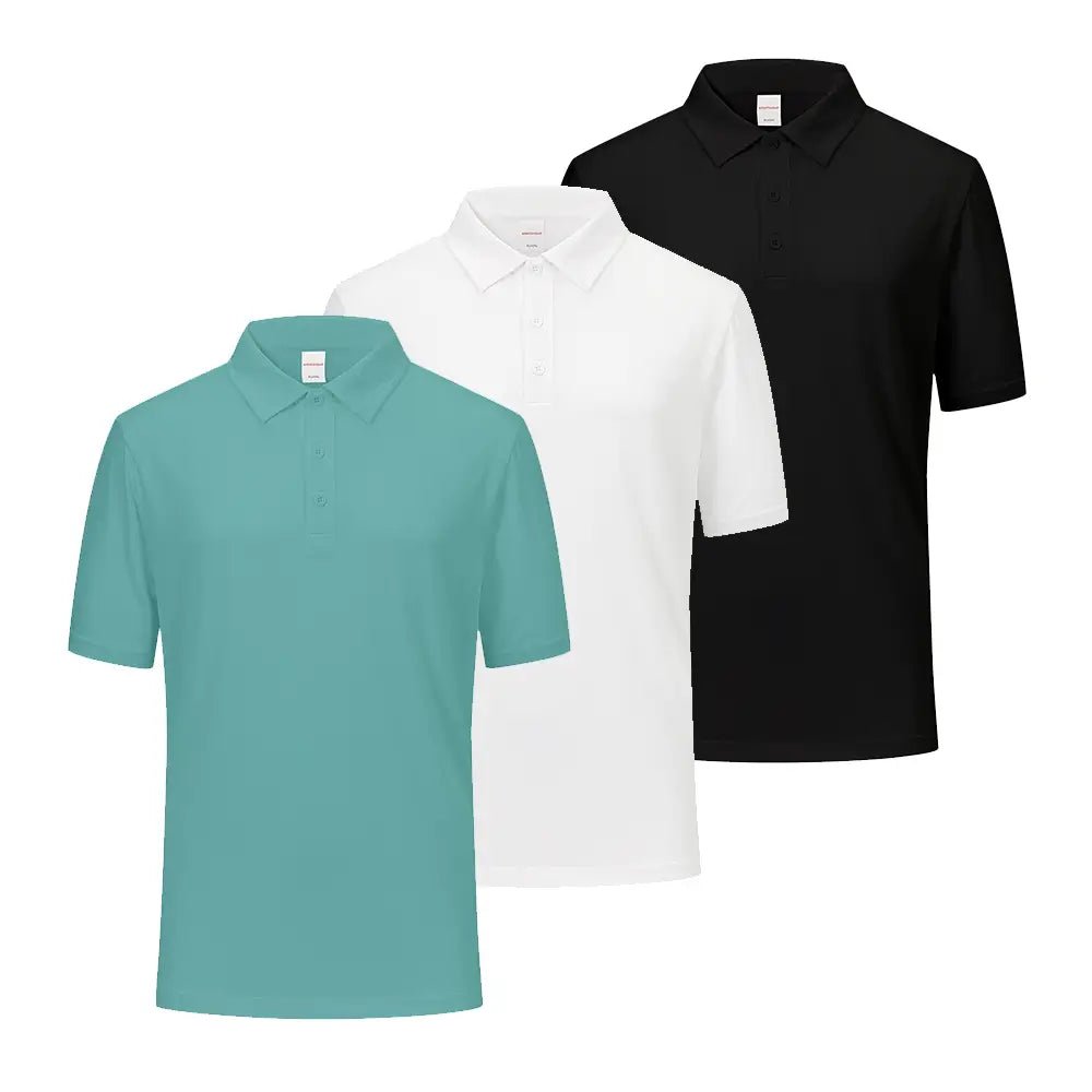 3 Pack Moisture-Wicking Performance Short Sleeve Golf Shirts for Men - Breathable Quick-Dry Athletic Polo Tops - Perfect for Golf, Tennis & Casual Wear