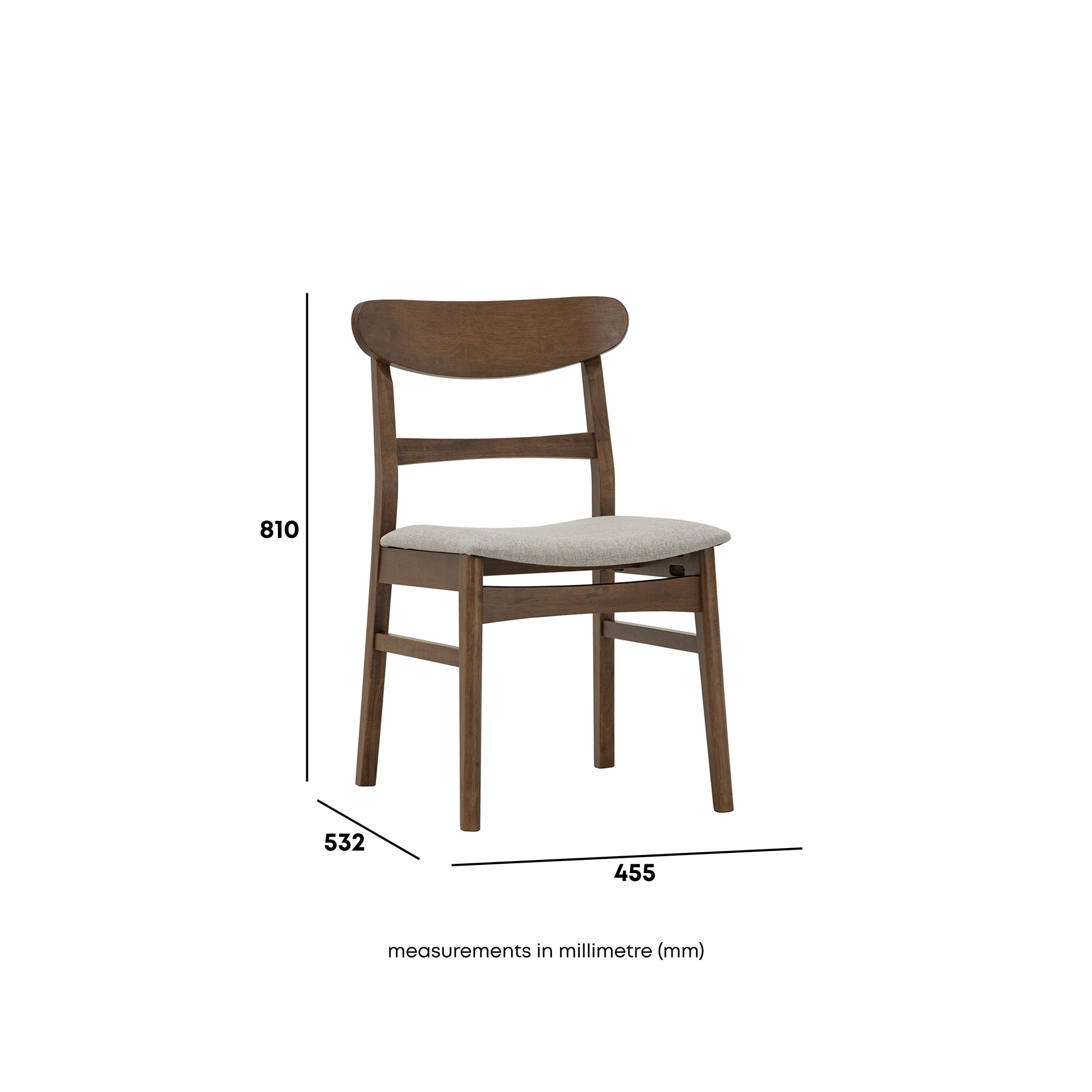 Hansen Dining Chair - Modern Wooden Kitchen Chairs Set of 2, Comfortable Upholstered Seat with Sturdy Metal Legs - Perfect for Dining Room, Kitchen, Breakfast Nook & Home Office