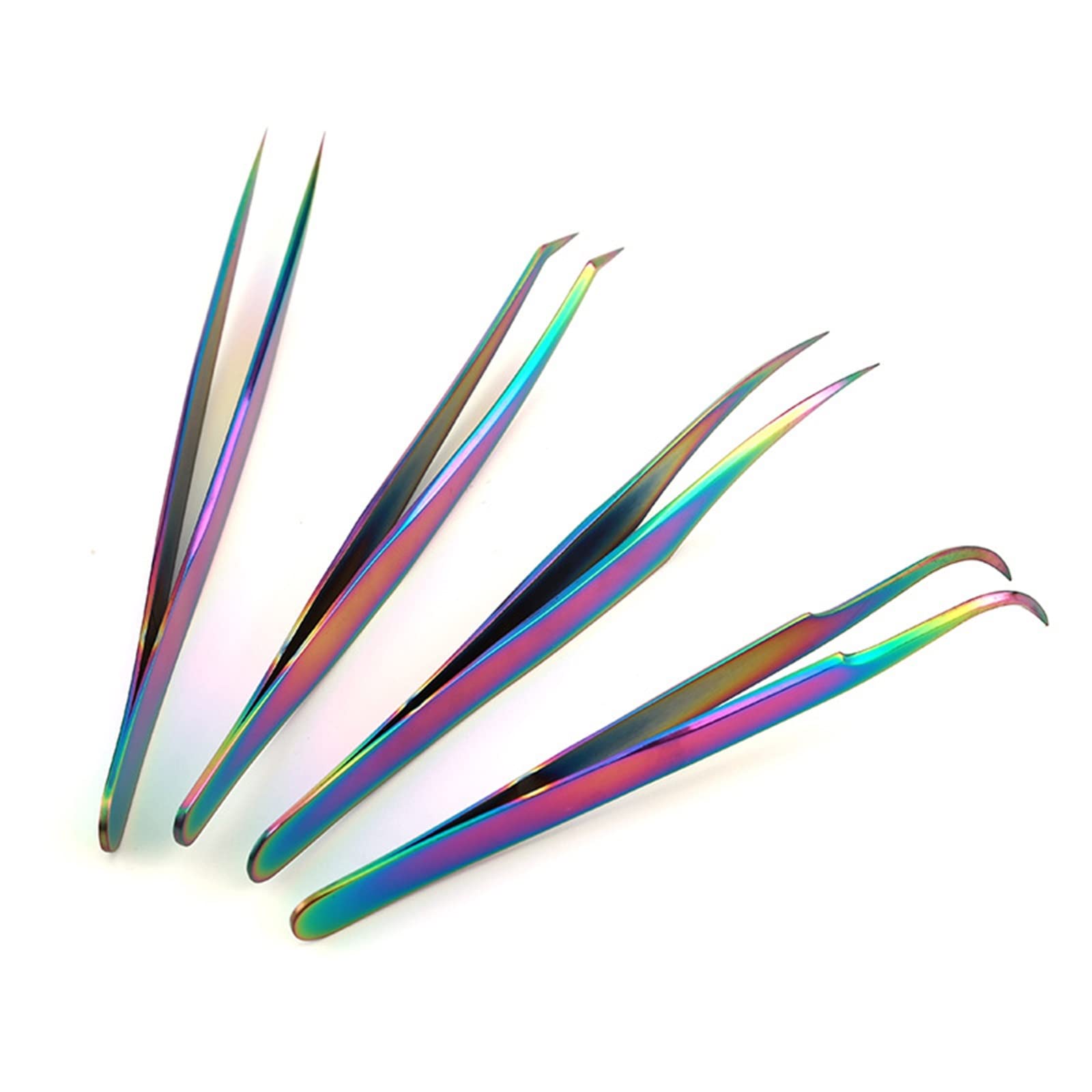 Professional Lash Tweezers & Nail Auger Pick - Curved & Straight Makeup Tweezers for Eyelash Extensions, Grafting & Nail Enhancement (Color 04, 2-Pack) - Perfect for Salon Professionals & DIY Beauty Enthusiasts