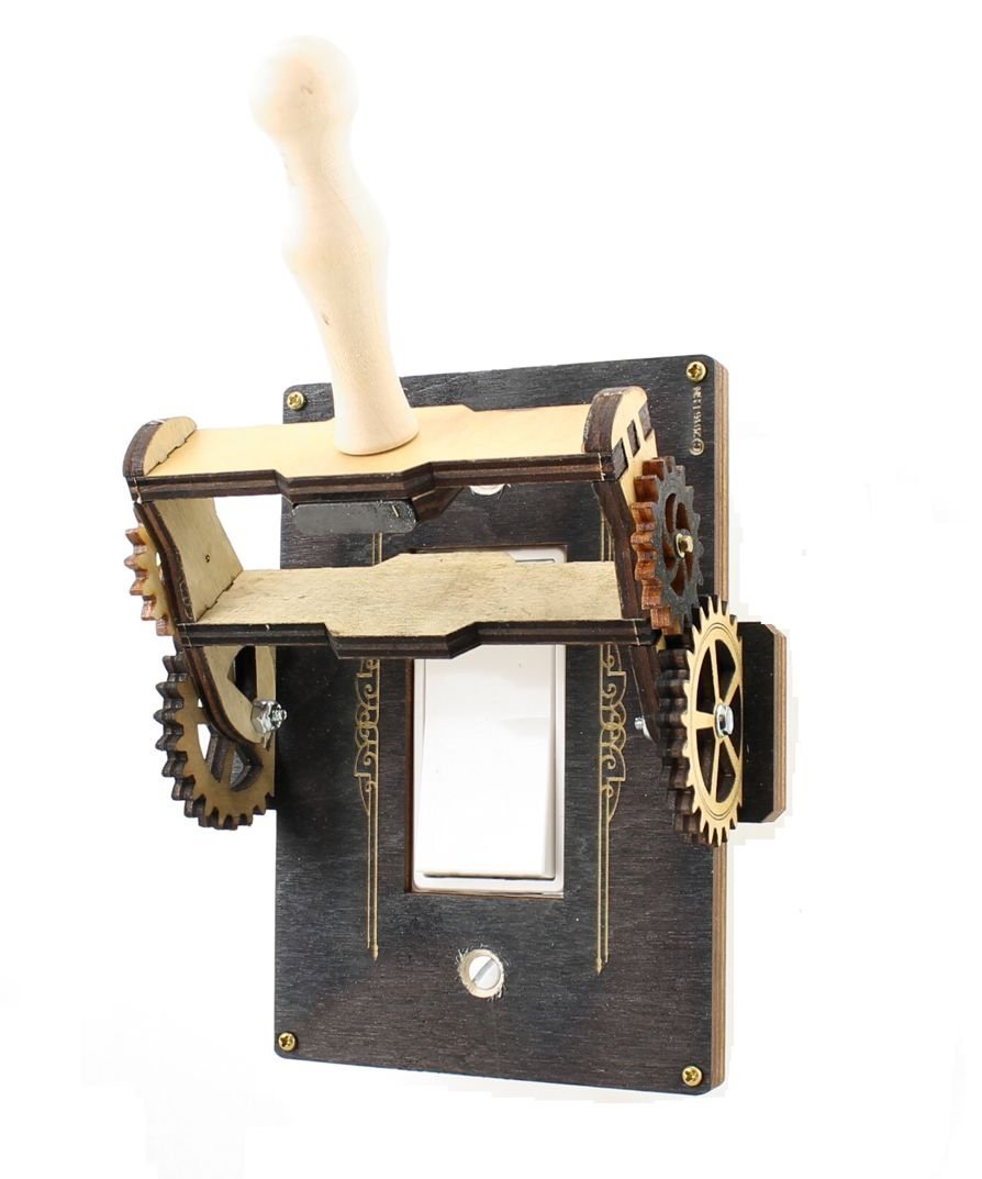 Vintage Steampunk Decora Rocker Light Switch Plate Cover - Black Wood Finish for Home, Office & Industrial Decor