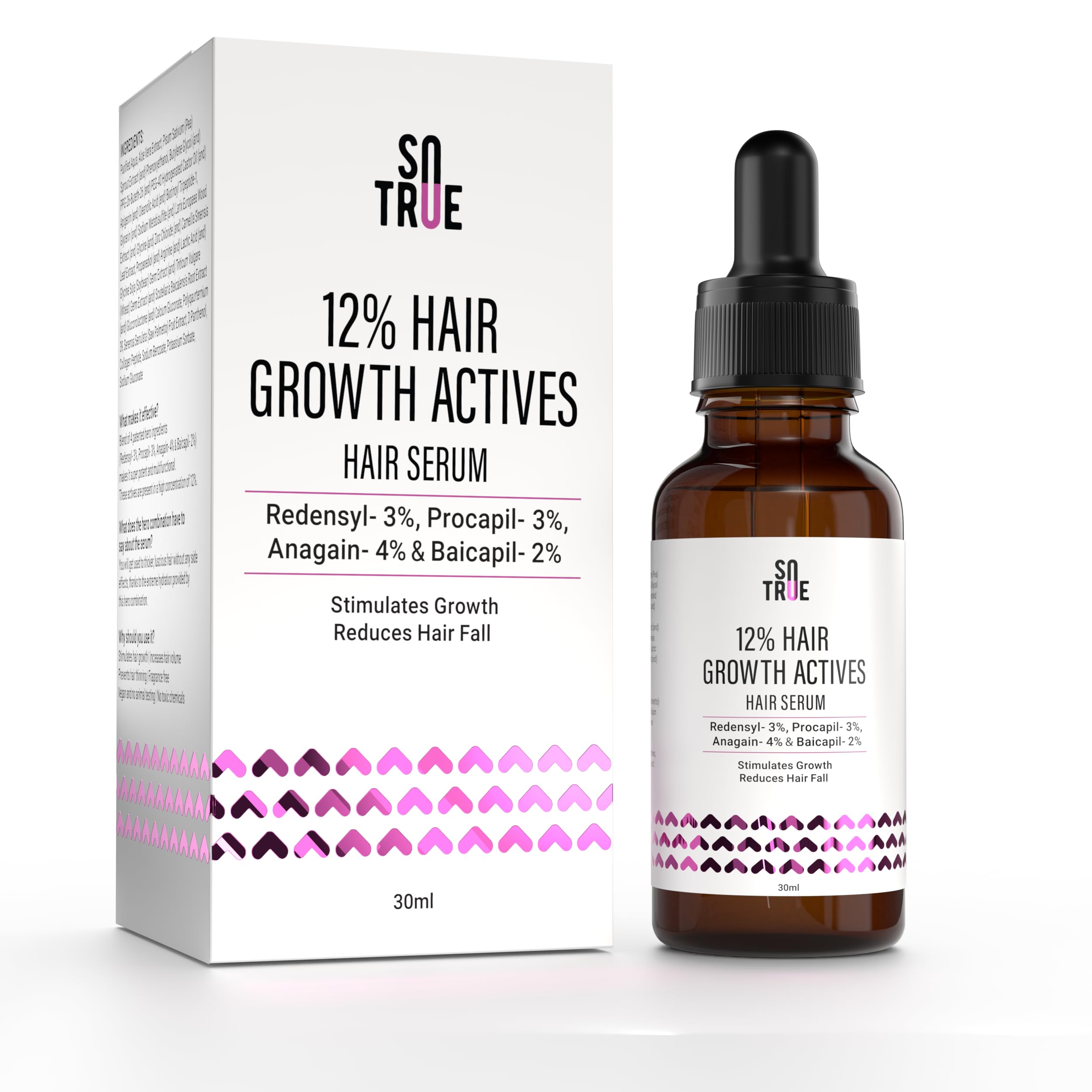 Sotrue Hair Growth Serum with Redensyl 3%, Procapil 3%, Anagain 4% & Baicapil 2% - Stimulates Hair Growth & Reduces Hair Fall for Women & Men - All Hair Types - 30ml - Perfect for Thinning Hair & Scalp Care