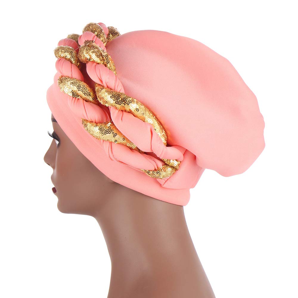 Stylish African Twisted Braid Turban Headwrap for Women - Fashionable Beanie Cap & Hair Cover Hat - Perfect for Casual Wear, Work, and Special Occasions