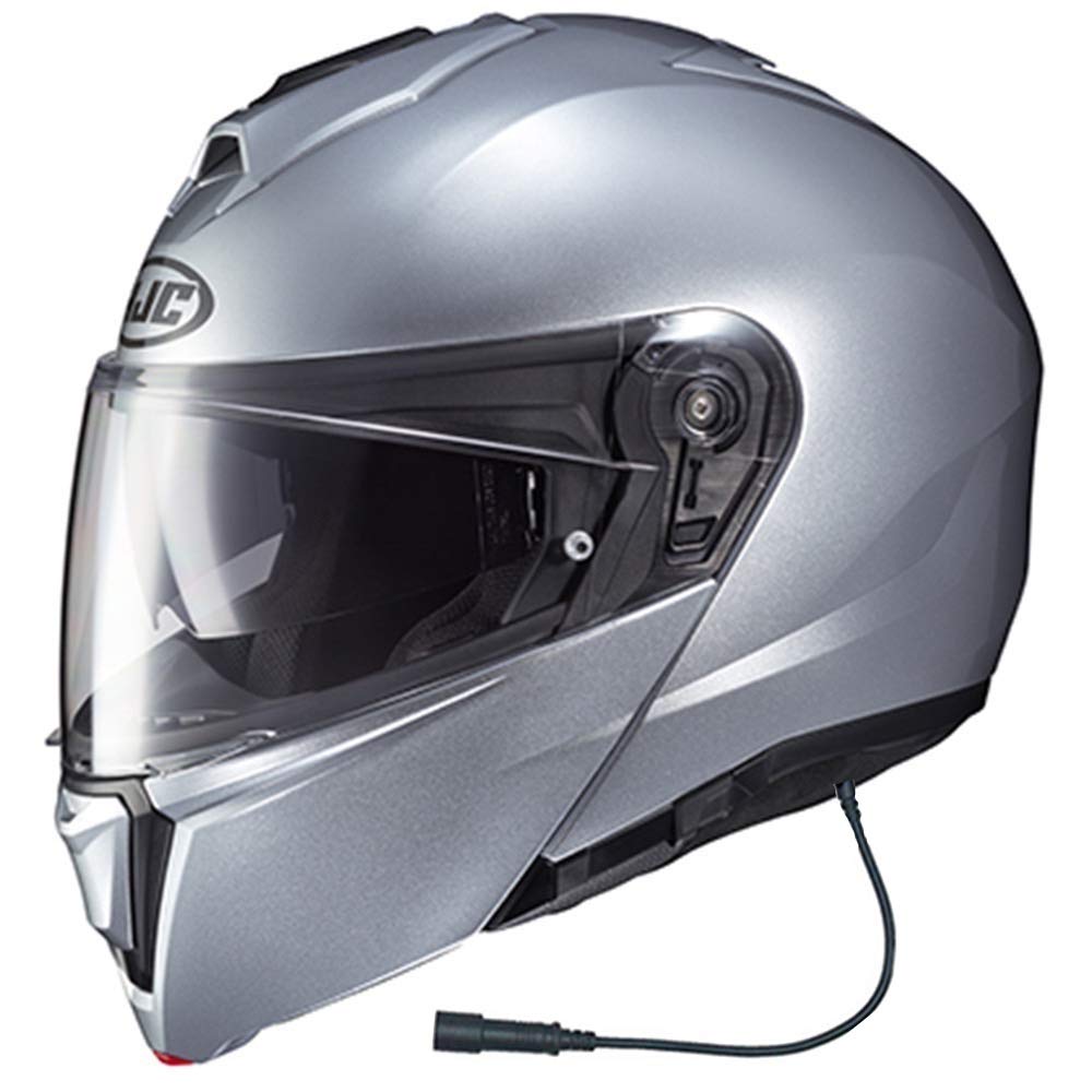 HJC i90 Modular Motorcycle Helmet with 5-Pin GW Headset - Silver (X-Large) | DOT & ECE Certified | Full Face Flip-Up Design for Commuting & Touring