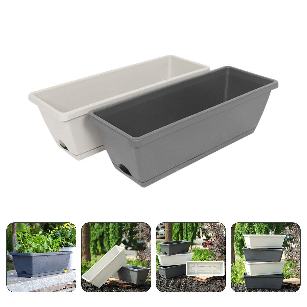 Housoutil 2-Pack Plastic Garden Plant Pots for Vegetables, Flowers, and Nursery Plants - Durable Planting Troughs for Balcony, Indoor, and Outdoor Gardening - Perfect for Herbs, Succulents, and Home Decor