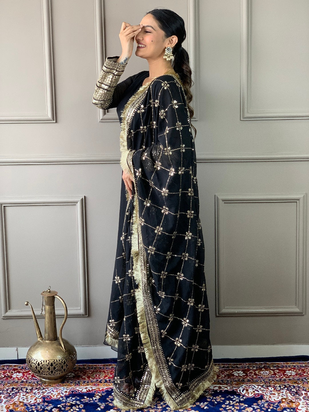 Elegant Black Designer Anarkali Suit with Intricate Embroidery - Perfect for Weddings, Parties & Festive Occasions
