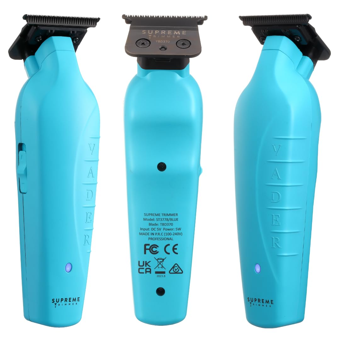 Supreme Trimmer Vader ST3778 Cordless Hair Clipper - 210 Min Runtime, DLC T-Blade for Beard & Hair Trimming | Professional Barber Liner | Limited Edition Blue | Perfect for Home Grooming & Salon Use