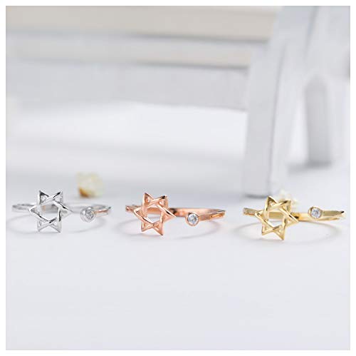 Zircon Star of David Ring for Women - Elegant Open Hexagram Jewish Jewelry - Perfect for Hanukkah Gifts, Religious Occasions & Everyday Wear