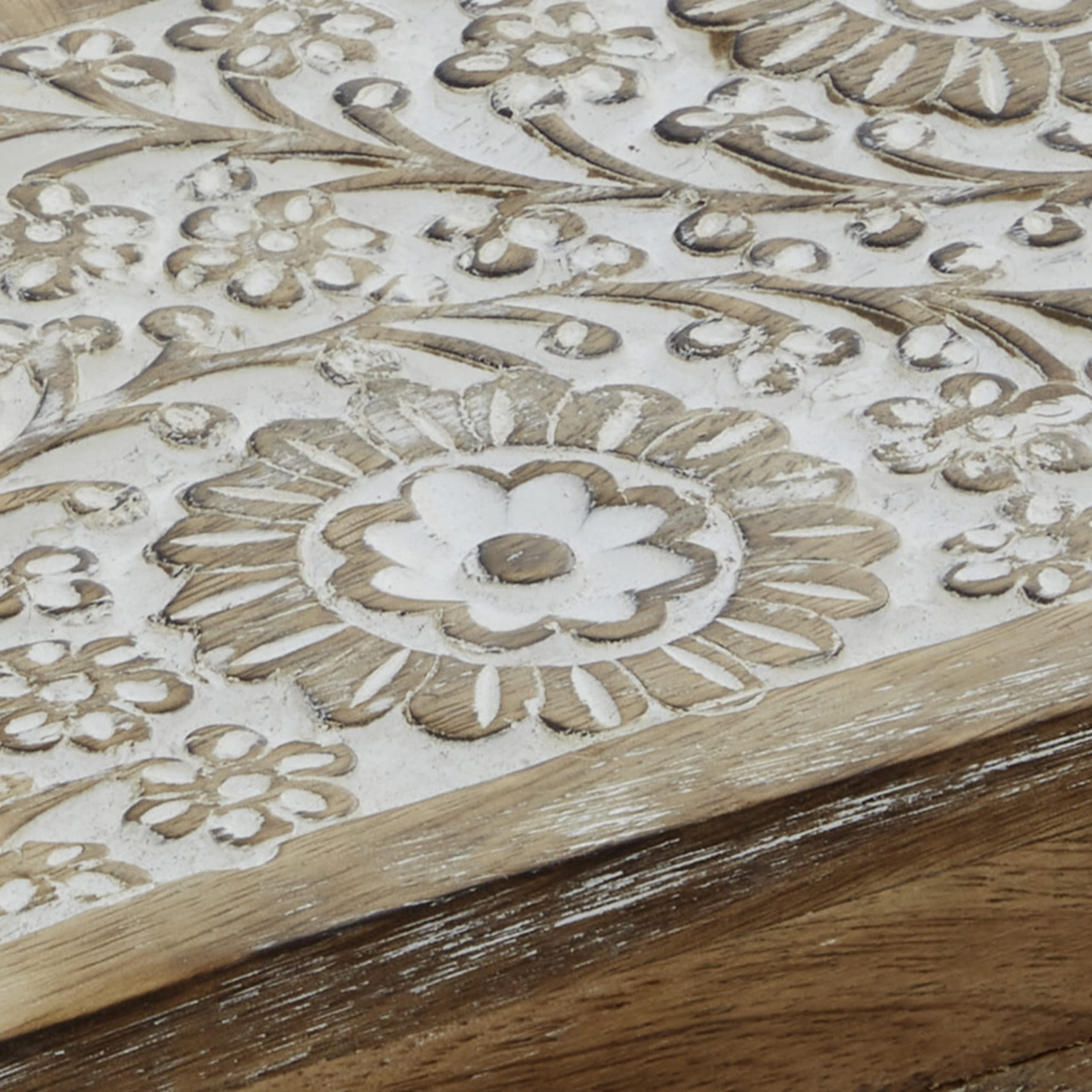 Mango Wood Floral Decorative Box Set of 3 - 8