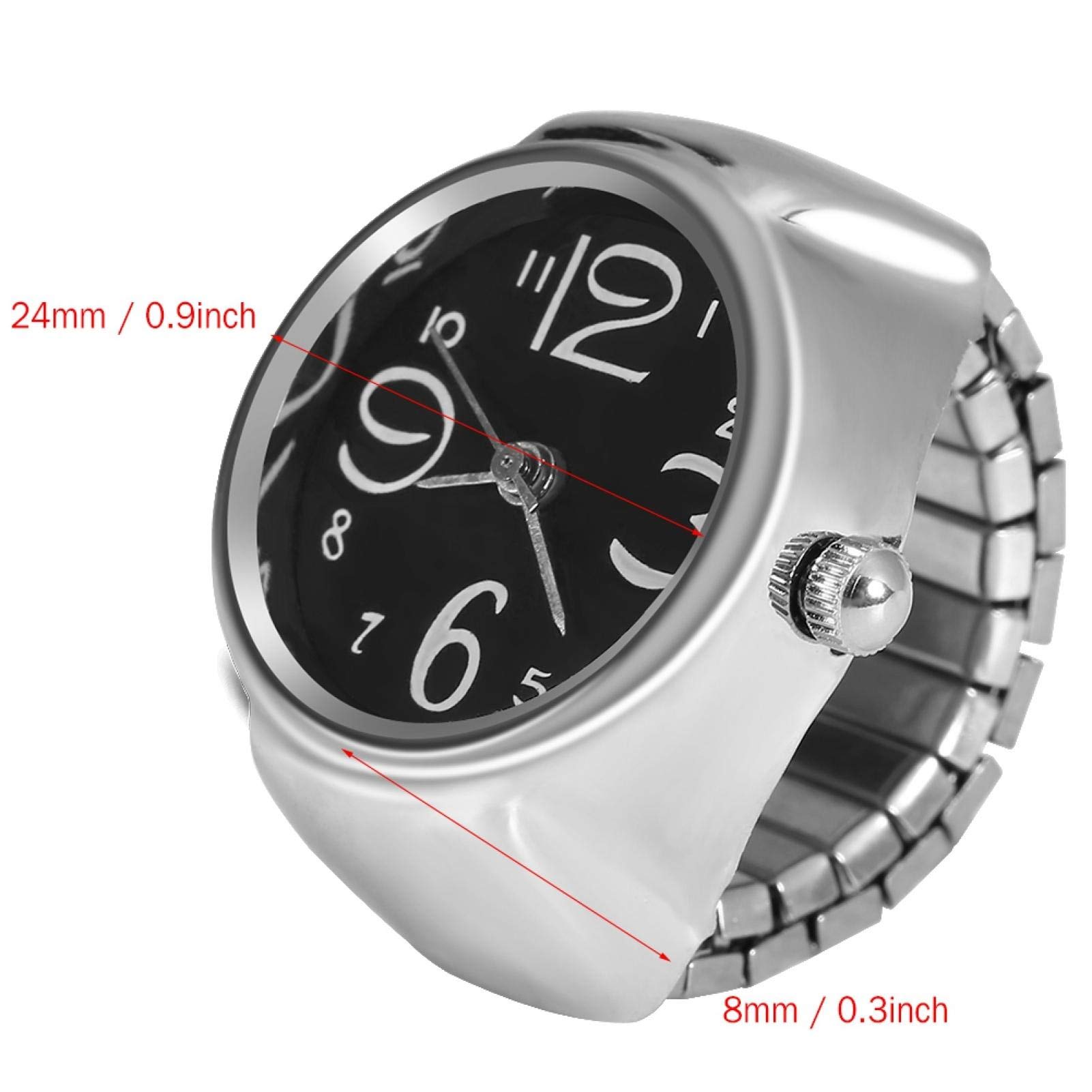 ZJchao Stylish Finger Ring Watch for Men & Women - 8 Color Options, Quartz Analog Round Design - Perfect for Parties, Dates & Unique Fashion Accessories (Black)