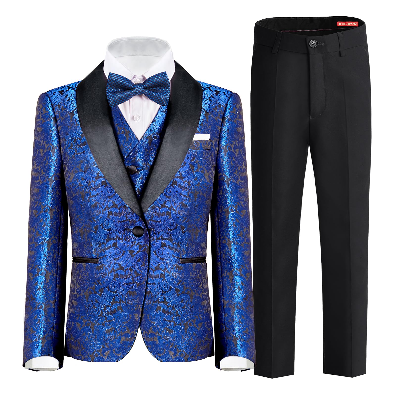 ELPA Boys Tuxedo Suits 5-Piece Set | Slim Fit Formal Suit for Kids | Size 2 Black | Perfect for Weddings, Parties & Special Occasions