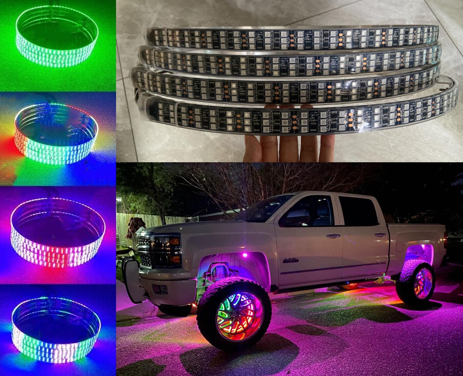 Bluetooth & Remote Control Triple Row LED Wheel Rim Lights - 4PCS 15.5