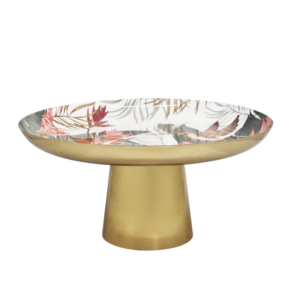 30x14cm Gold Tropical Cake Stand for Wedding, Birthday, and Party Dessert Displays - Elegant Serving Tray for Cakes, Cupcakes, and Pastries