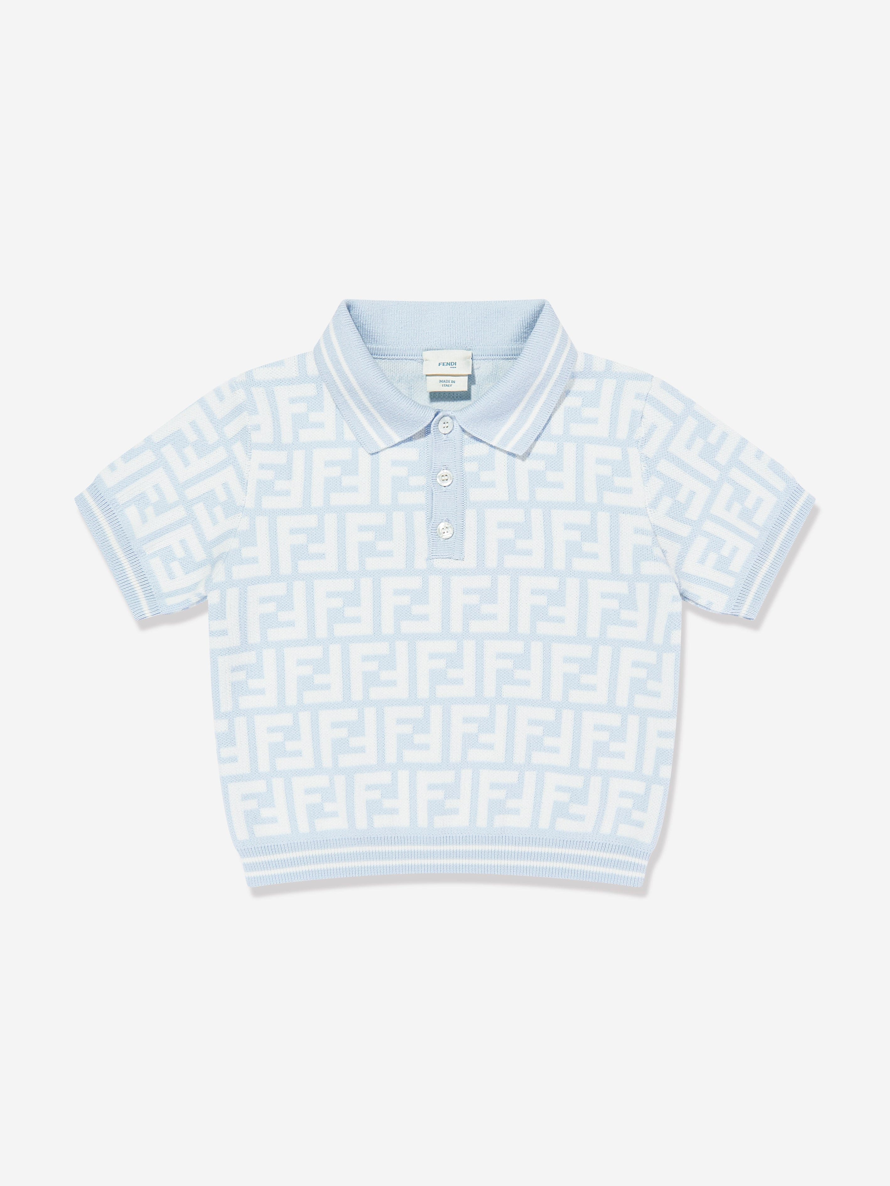 Baby Boys FF Logo Polo Shirt - Blue Cotton Short Sleeve Top for Toddlers | Perfect for Playdates, Daycare & Family Outings