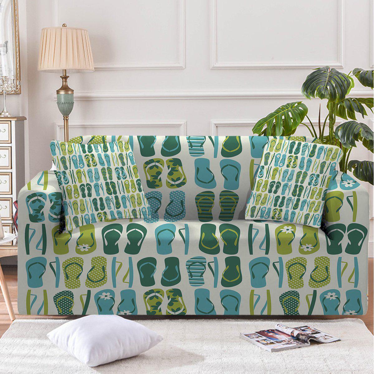 Non-Slip Flip Flop Print Sofa Cover - Waterproof Stretchable Couch Protector for Pets, Kids & Everyday Use | Perfect for Living Room, Bedroom & Dorm Decor