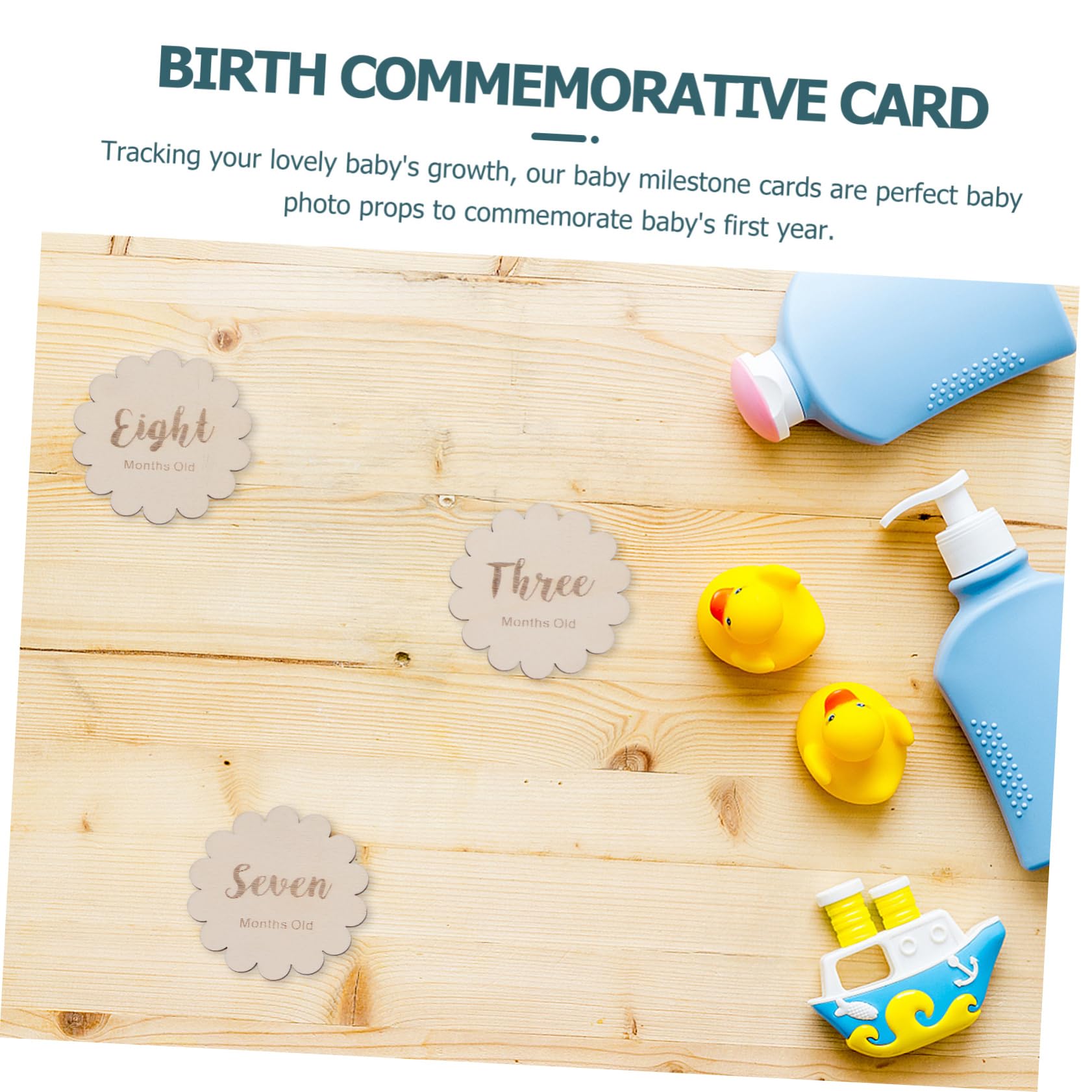 Totority 12Pcs Wooden Baby Full Month Commemorative Cards - Newborn Birth Month Keepsake for Birthday Celebrations, Baby Showers & Nursery Decor