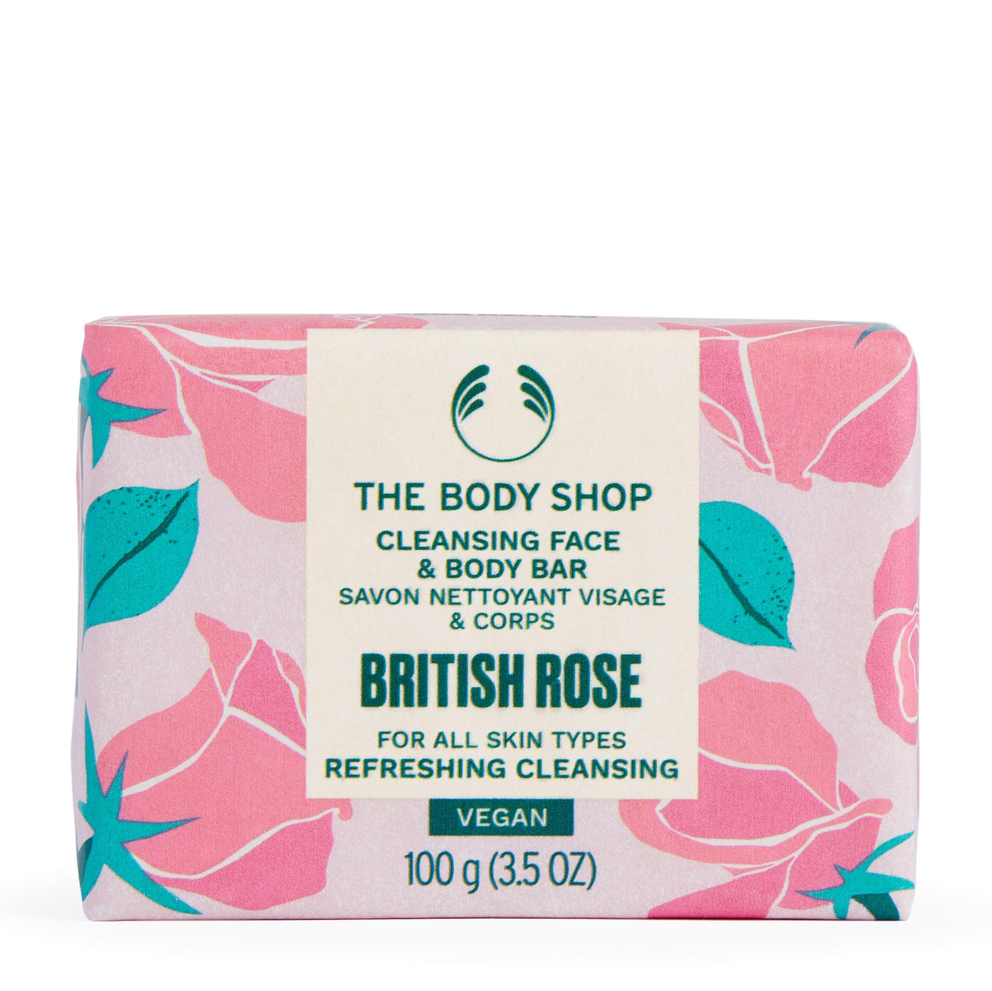The Body Shop British Rose Exfoliating Soap - 3.5 oz, Gentle Face & Body Scrub with Natural Rose Petals for Smooth Skin | Perfect for Daily Exfoliation & Spa-Like Skincare Routine