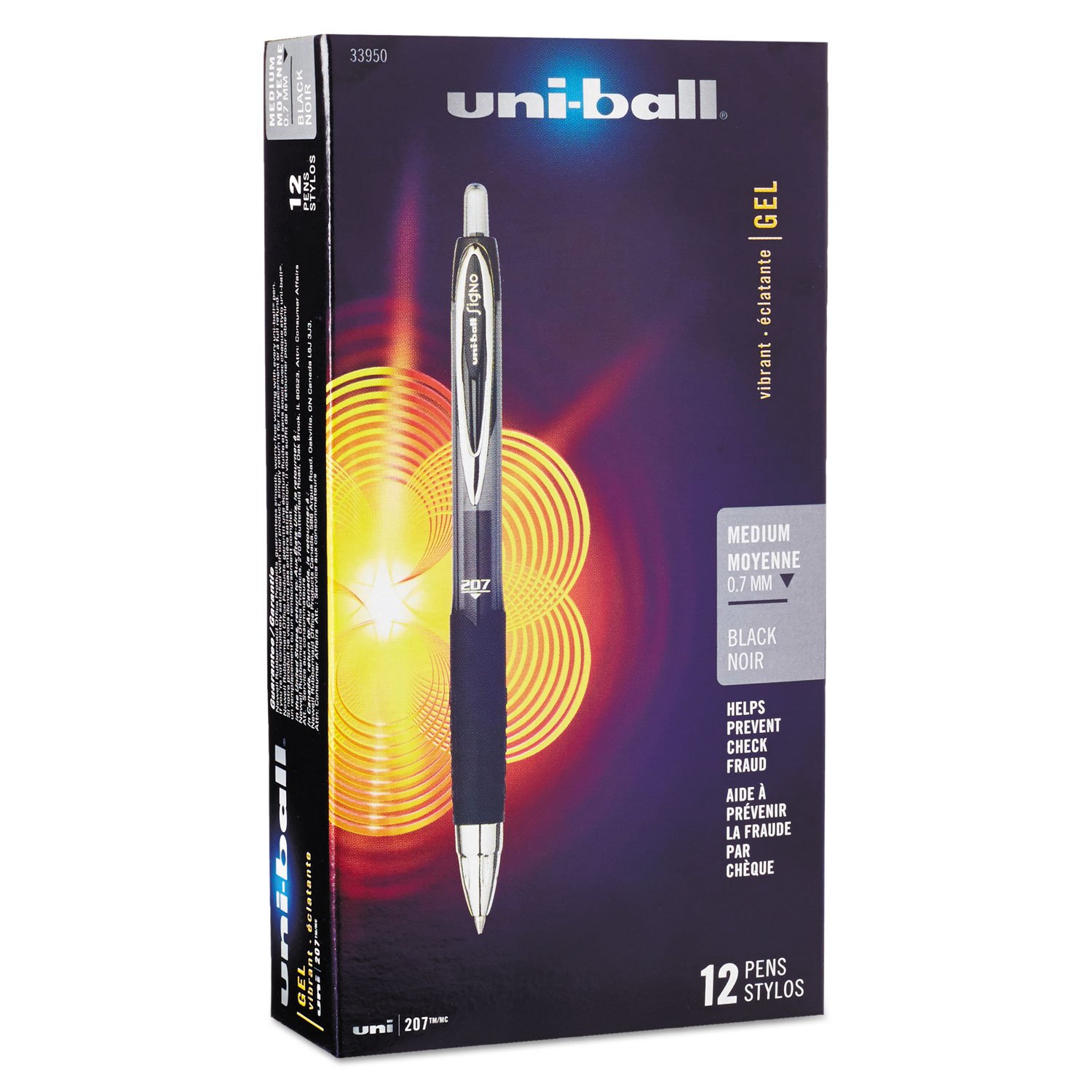 Wholesale CASE of 10 - Sanford Uni-Ball Signo Gel 207 Retractable Pens - 0.7mm Fine Point Gel Ink Pens, Smooth Writing, Refillable, Black Ink - Perfect for Office, School, Note Taking & Gift Giving