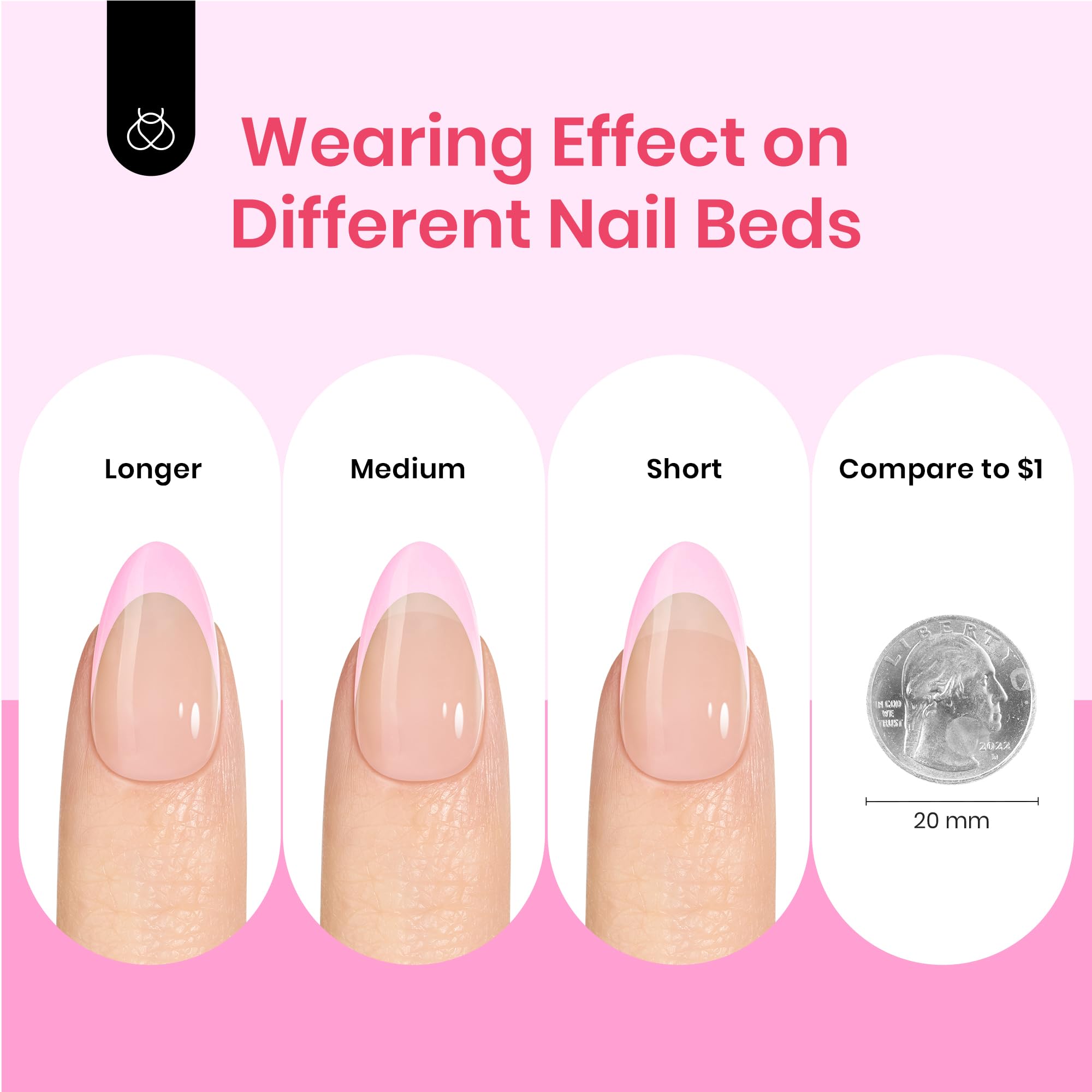 Beetles X Press Plus French Tips Press On Nails - 224 Pcs Short Almond Fake Nails with Pre-Applied Primer & Base Coat | Pastel Gel Nail Extensions for Women | Easy Soak Off UV Manicure Kit for Daily Wear, Parties & Special Occasions