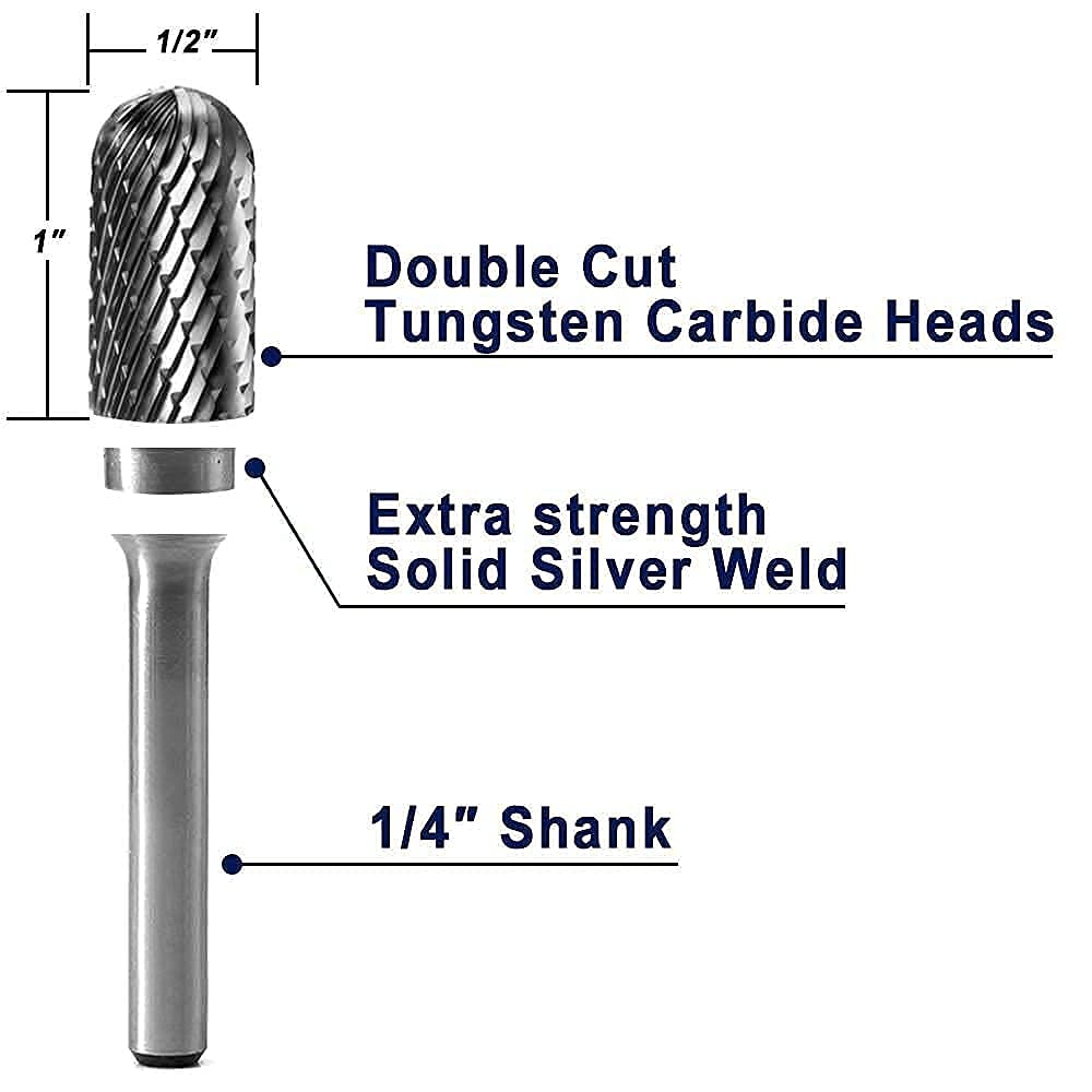 Premium Tungsten Carbide Rotary Burr Set - 3pc 1/4