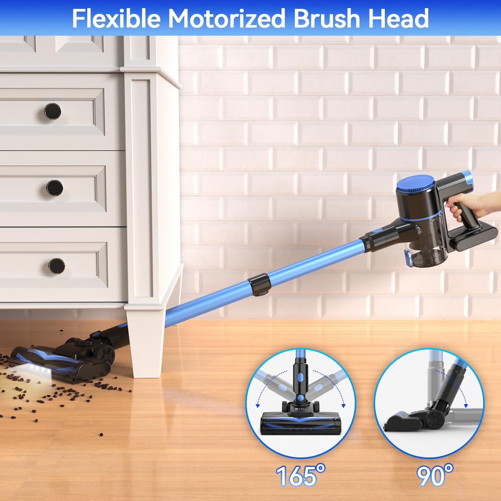 N8 Cordless Stick Vacuum Cleaner - Lightweight, Powerful Suction, 2200mAh Battery for 40 Min Runtime, Self-Standing Rechargeable Vacuum for Hardwood Floors, Carpets & Pet Hair - Perfect for Quick Cleanups & Pet Owners