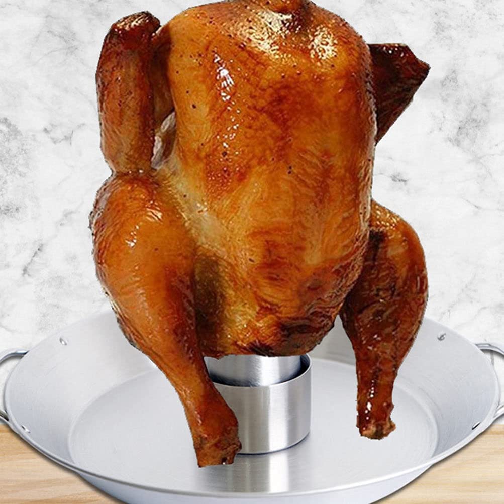 Hemoton Stainless Steel Chicken Roaster Pan with Grill Rack - Durable BBQ Tool for Grilling, Roasting, and Baking Chicken - Perfect for Backyard BBQs, Camping, and Holiday Cooking