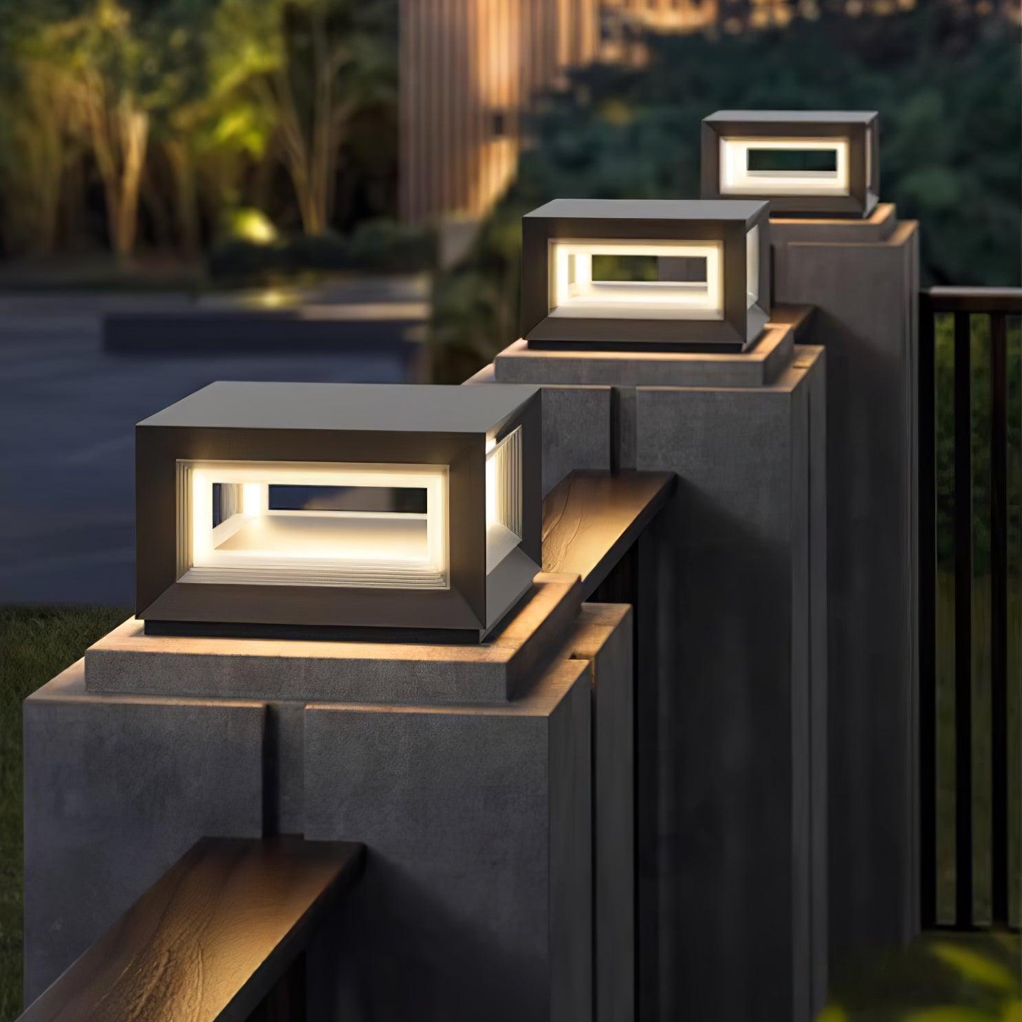 Solar Powered LED Light Cube Outdoor Post Light - Waterproof & Durable for Garden, Pathway, and Patio Lighting
