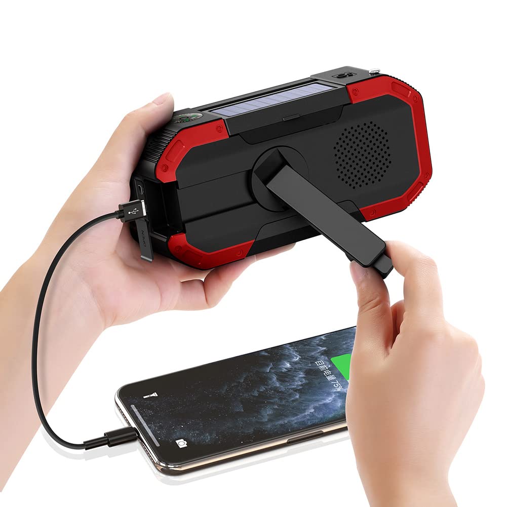 **Solar & Hand Crank Emergency Radio with DAB, USB Phone Charger & 5000mAh Battery - Portable Survival Radio for Camping, Hiking, Power Outages & Outdoor Adventures**