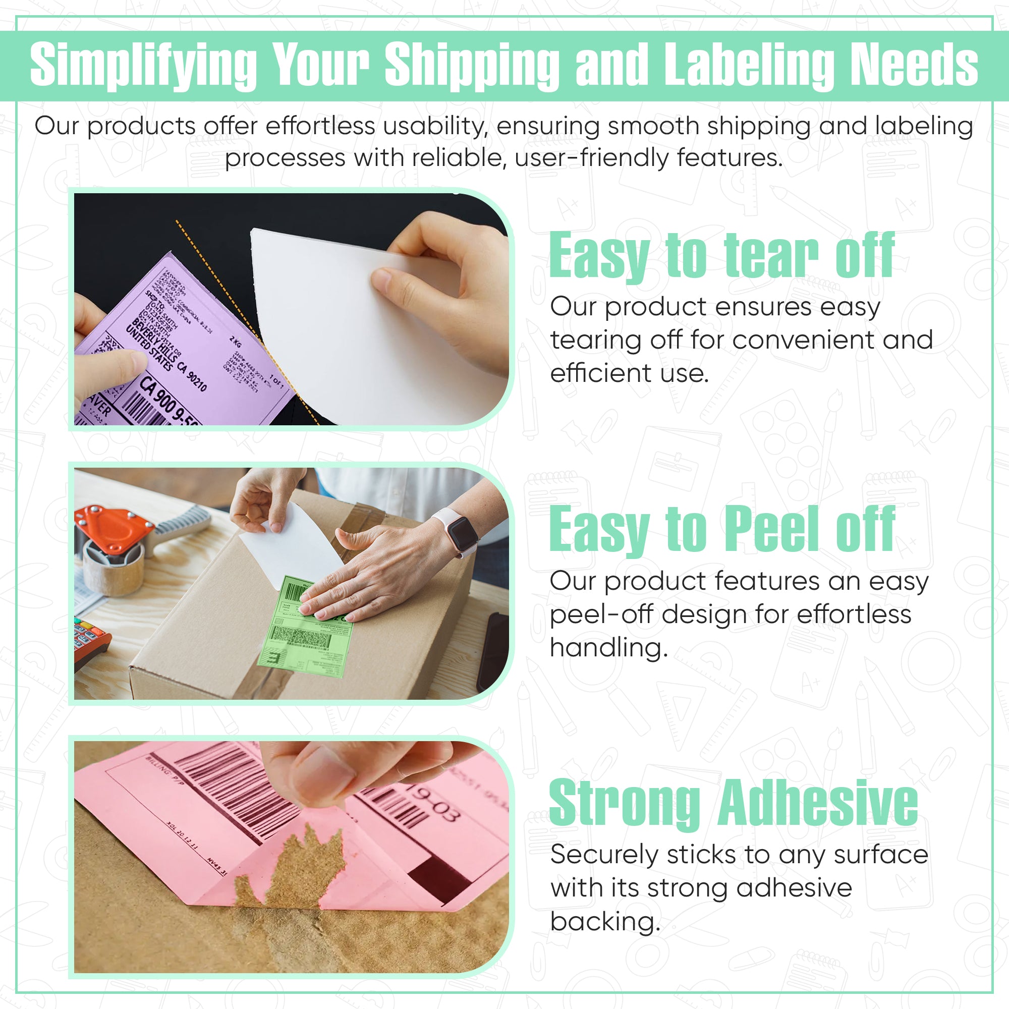 4x6 Green Thermal Labels for Shipping - Fanfold Design (500 Count) - Perfect for USPS, UPS, FedEx & E-Commerce Shipping Labels