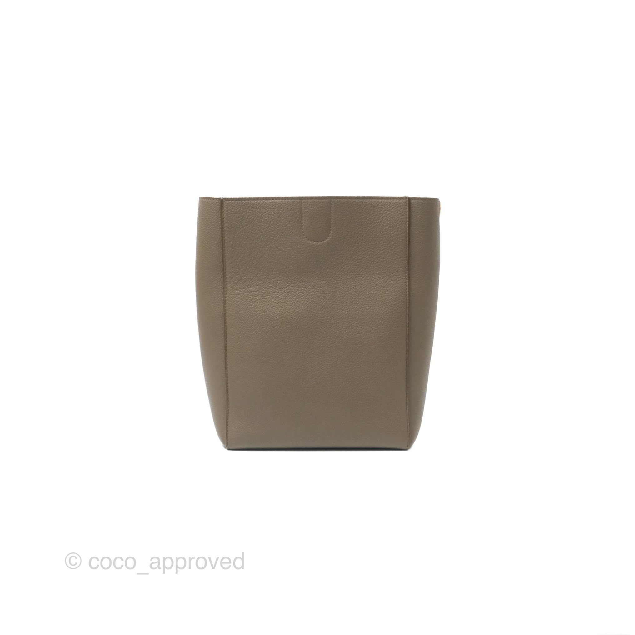 Celine Small Sangle Bucket Bag in Taupe Grained Calfskin with Gold Hardware - Perfect for Work, Travel & Everyday Luxury