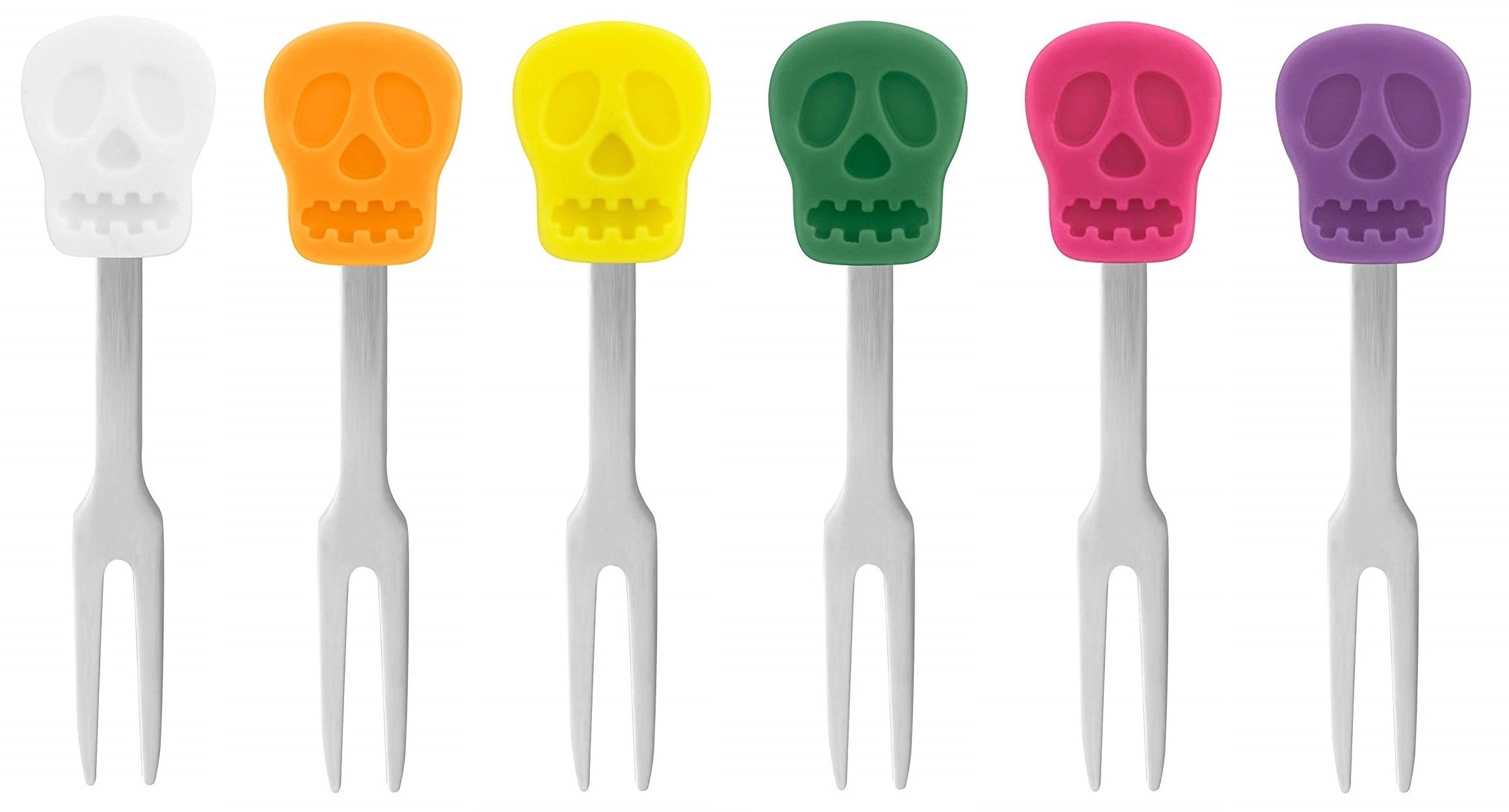 Set of 6 Halloween Skull Party Picks - 4 Inch Plastic Skull Toothpicks for Cocktails, Appetizers, and Spooky Party Decorations | Perfect for Halloween, Themed Parties, and Gothic Events